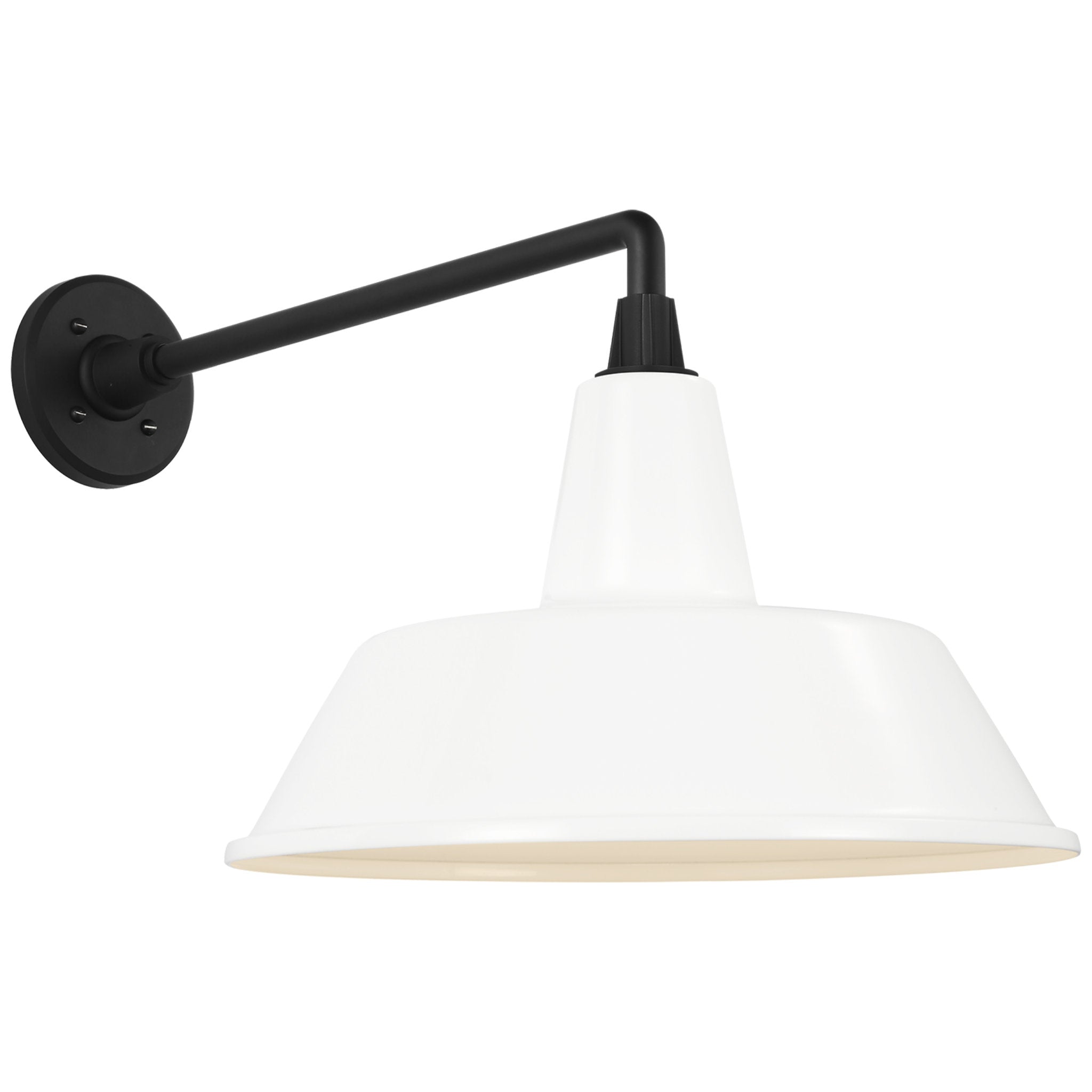 Thomas O'Brien Academy 17.5" Mack Barn Light in Matte Black with 16" White Bowers Shade Outdoor Lighting W16" x H14.5"