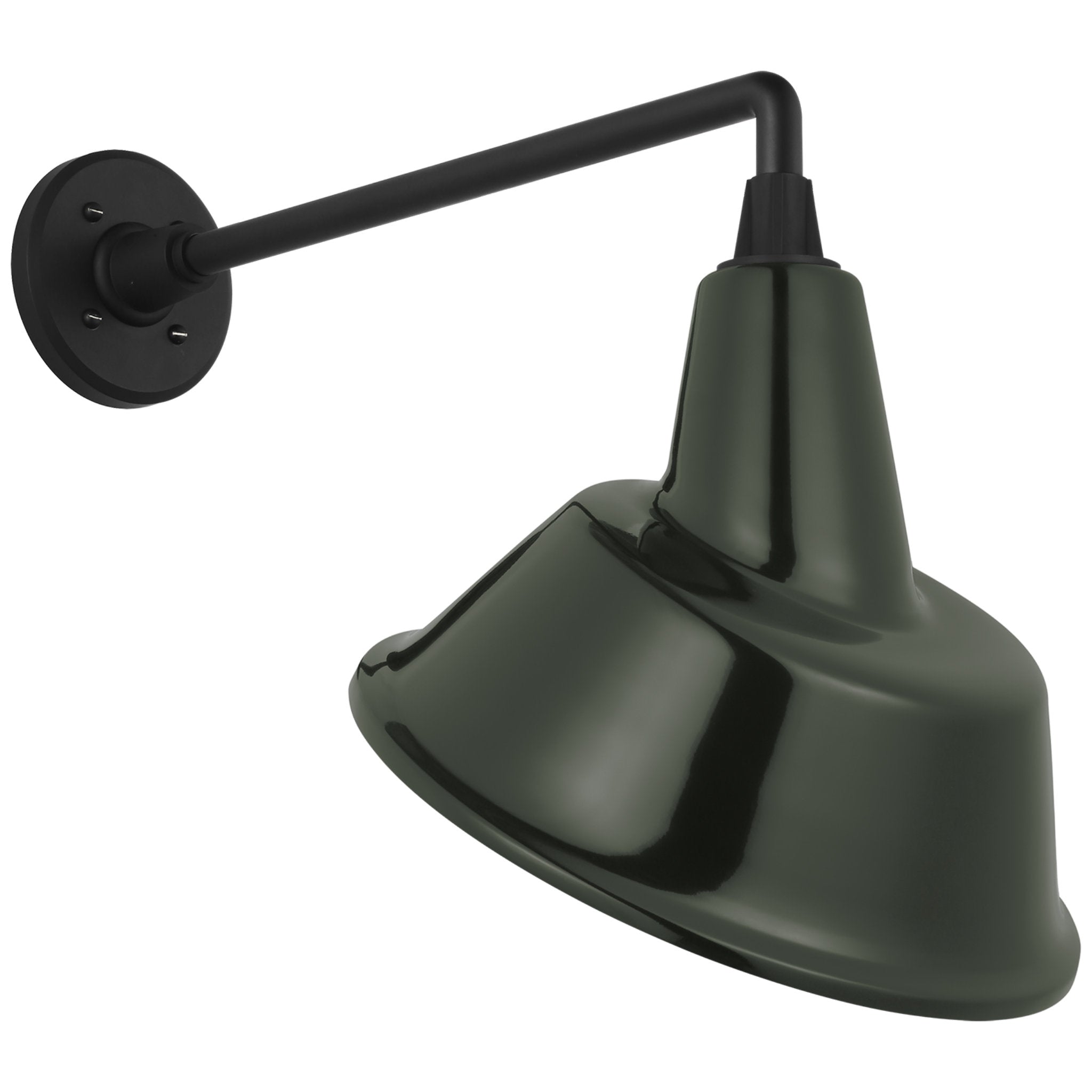 Thomas O'Brien Academy 17.5" Mack Barn Light in Matte Black with 12.5" Green Tilted Bowers Shade Outdoor Lighting W12.5" x H17.5"