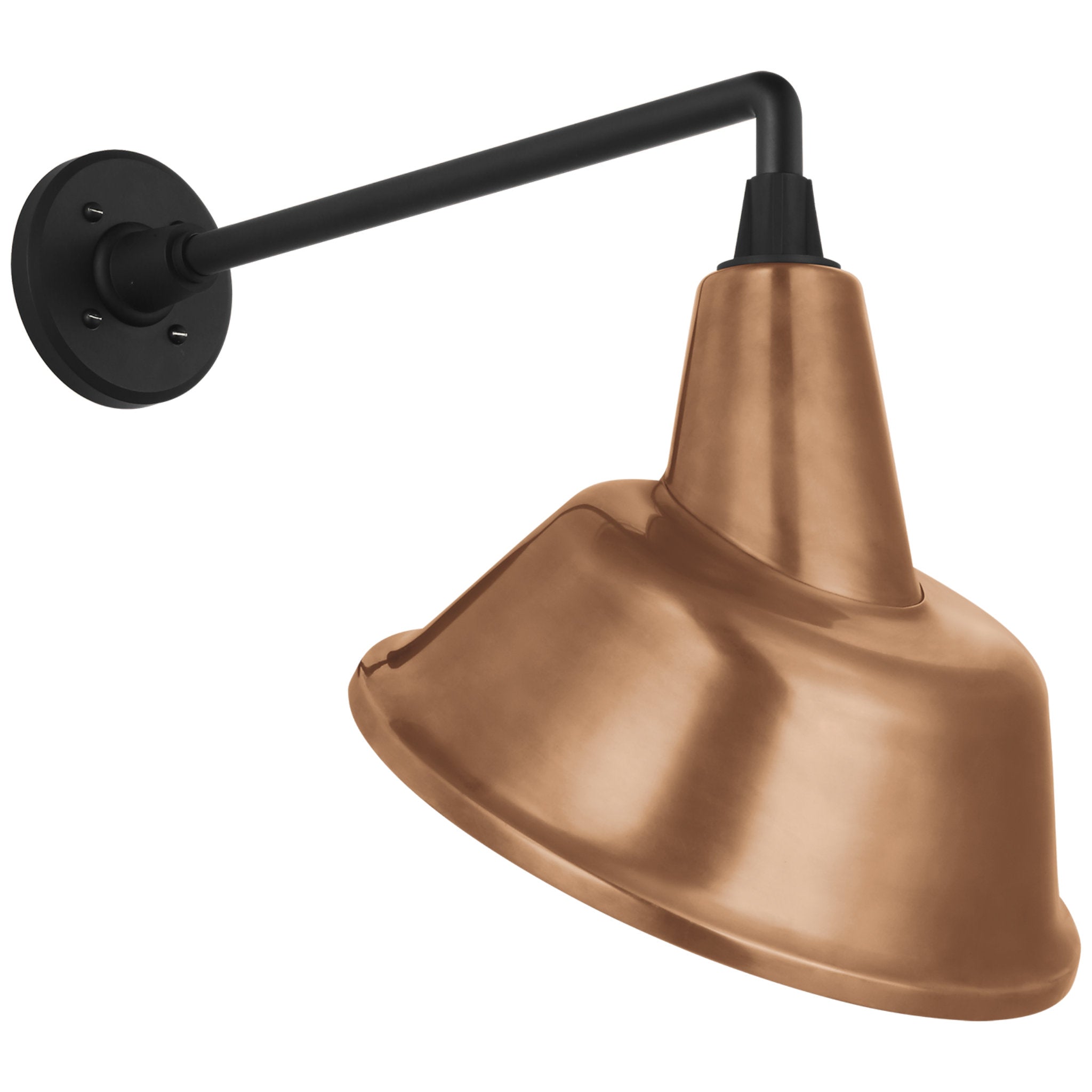 Thomas O'Brien Academy 17.5" Mack Barn Light in Matte Black with 12.5" Soft Copper Tilted Bowers Shade Outdoor Lighting W12.5" x H17.5"