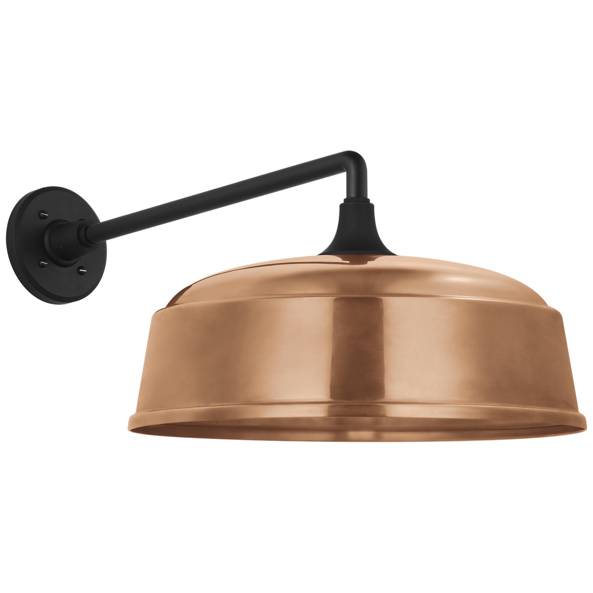 Thomas O'Brien Academy 17.5" Mack Barn Light in Matte Black with 16" Soft Copper Rockhouse Shade Outdoor Lighting W16" x H12"