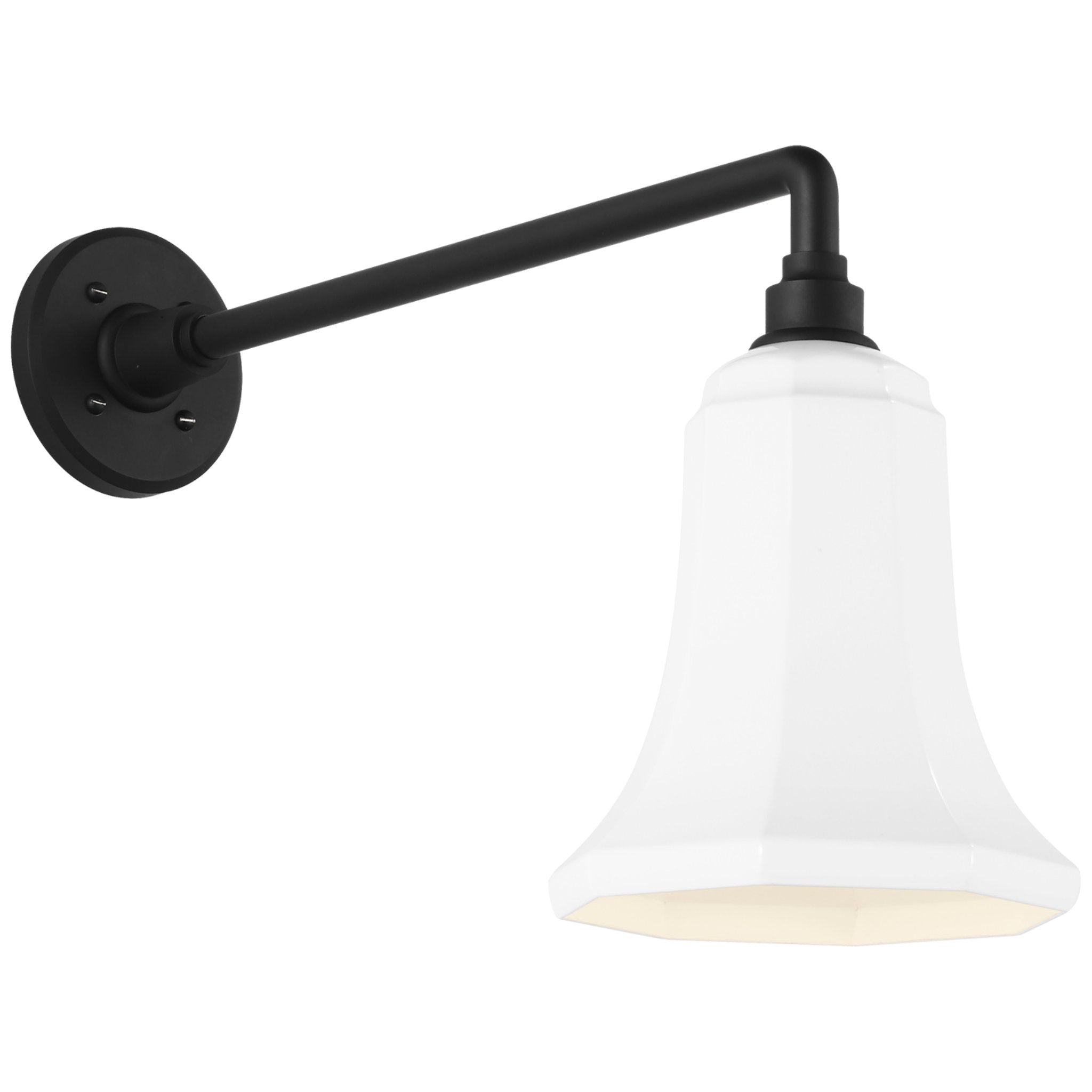 Thomas O'Brien Academy 17.5" Mack Barn Light in Matte Black with 7.5" White Savannah Shade Outdoor Lighting W7.5" x H13.75"