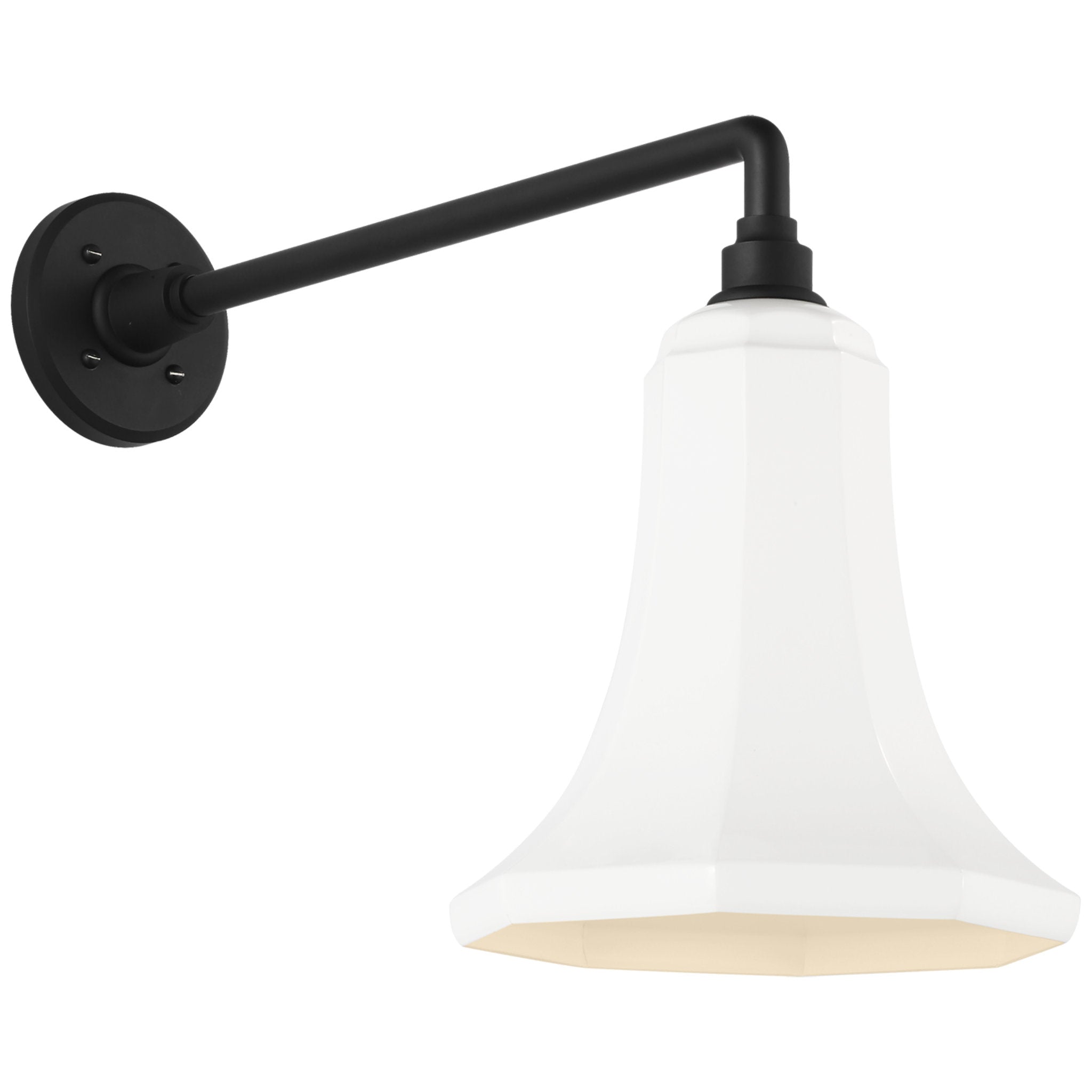 Thomas O'Brien Academy 17.5" Mack Barn Light in Matte Black with 9.25" White Savannah Shade Outdoor Lighting W9.25" x H15.5"
