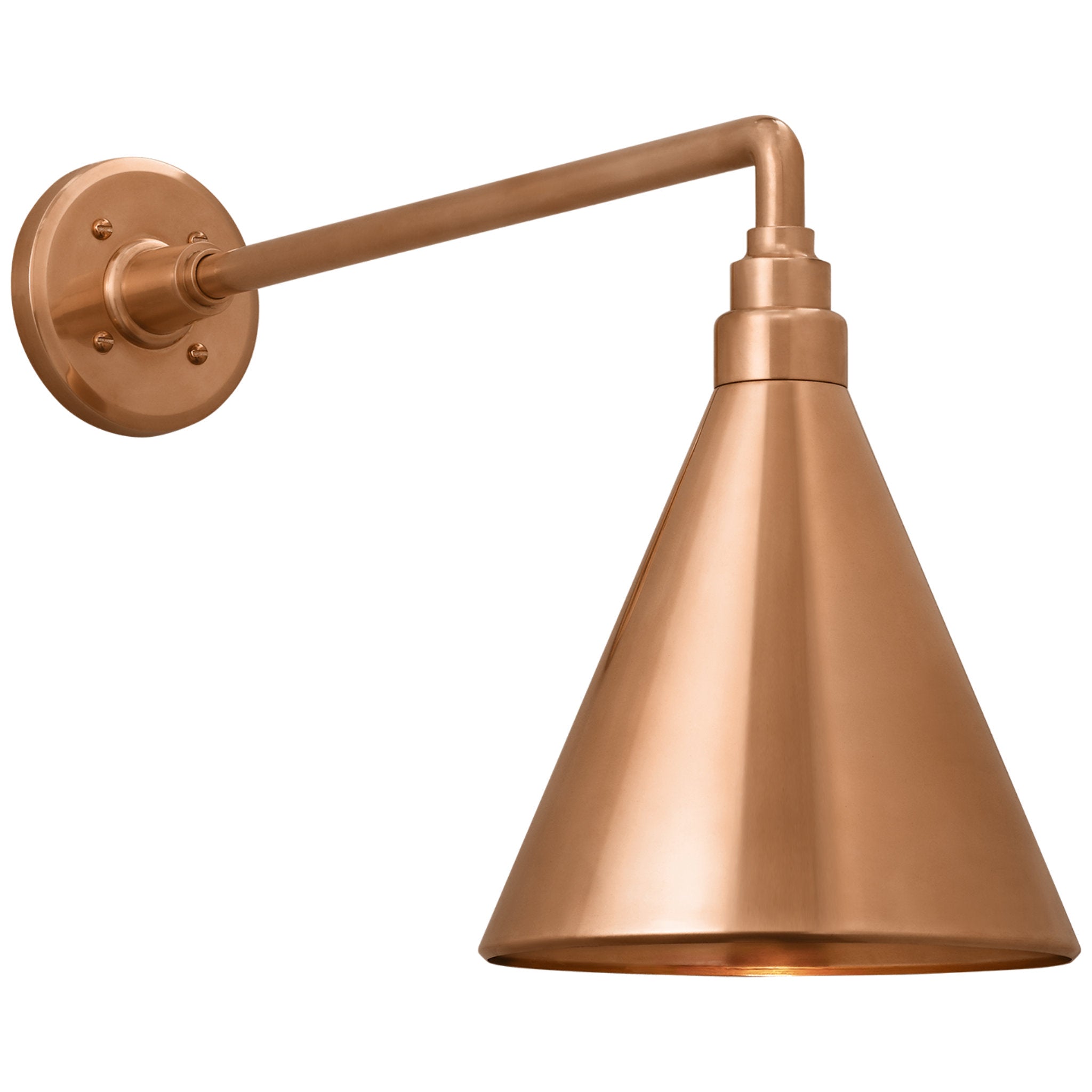 Thomas O'Brien Academy 17.5" Mack Barn Light in Soft Copper with 9" Conical Savannah Shade Outdoor Lighting W9" x H14.5"
