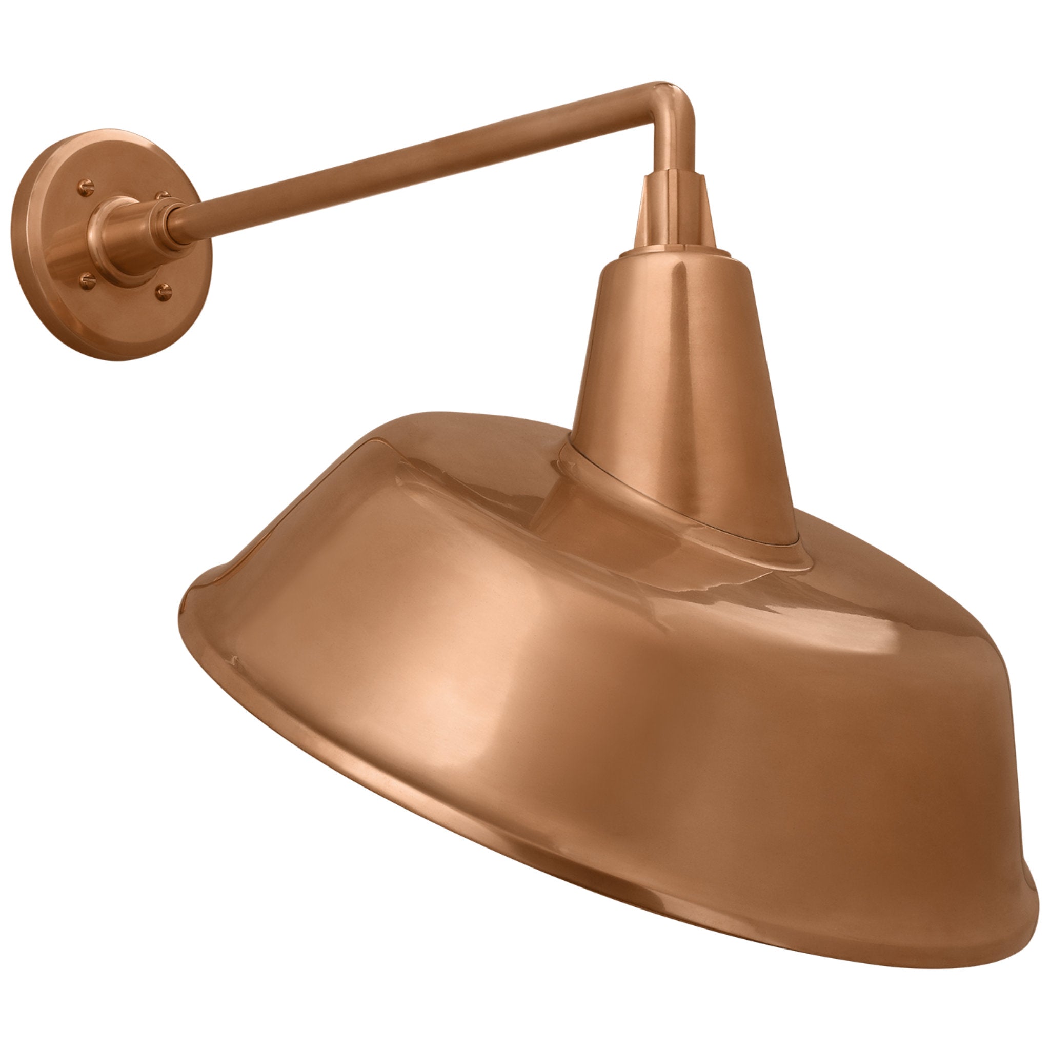 Thomas O'Brien Academy 17.5" Mack Barn Light in Soft Copper with 16" Tilted Bowers Shade Outdoor Lighting W16" x H18.5"