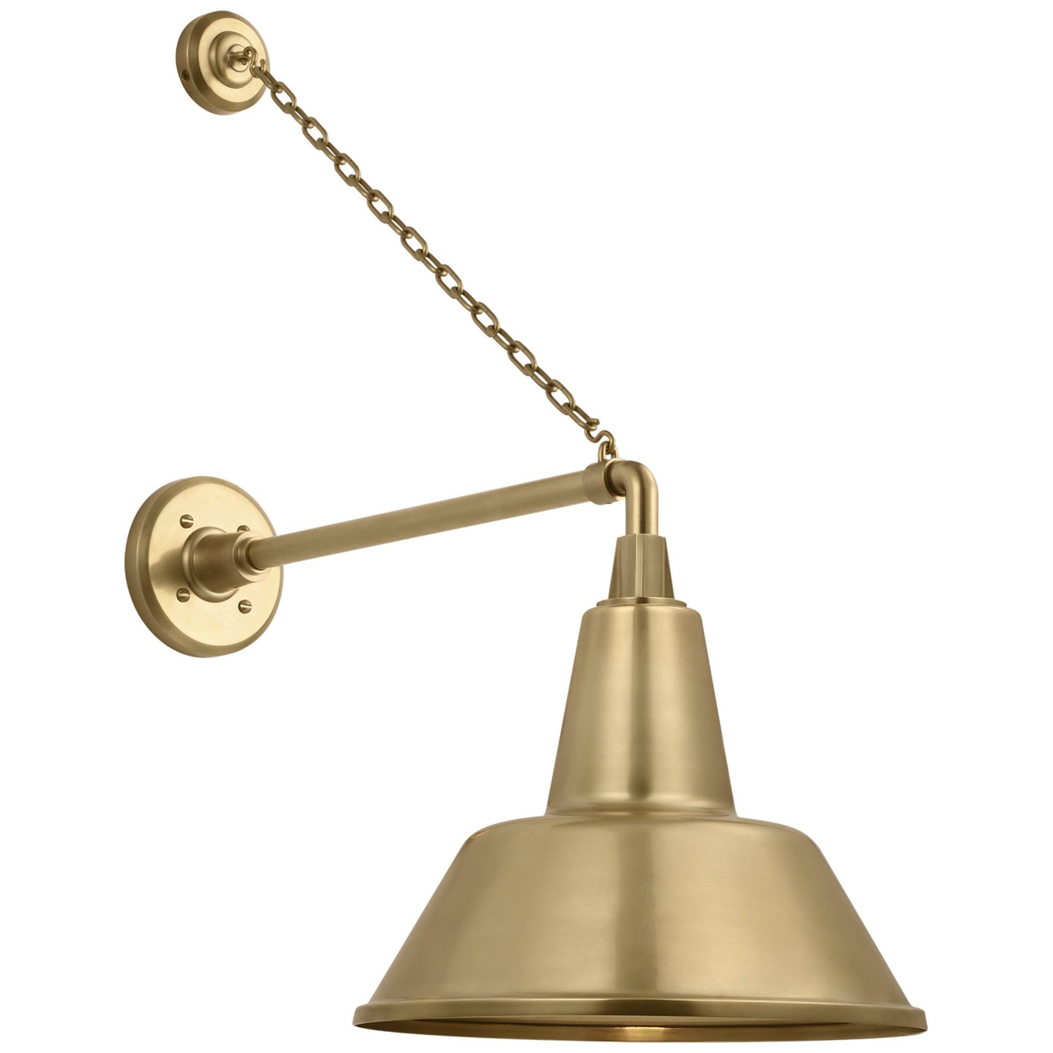 Thomas O'Brien Academy 17.5" Anchored Mack Barn Light in Hand-Rubbed Antique Brass with 12.5" Bowers Shade Outdoor Lighting W12.5" x H27.5"