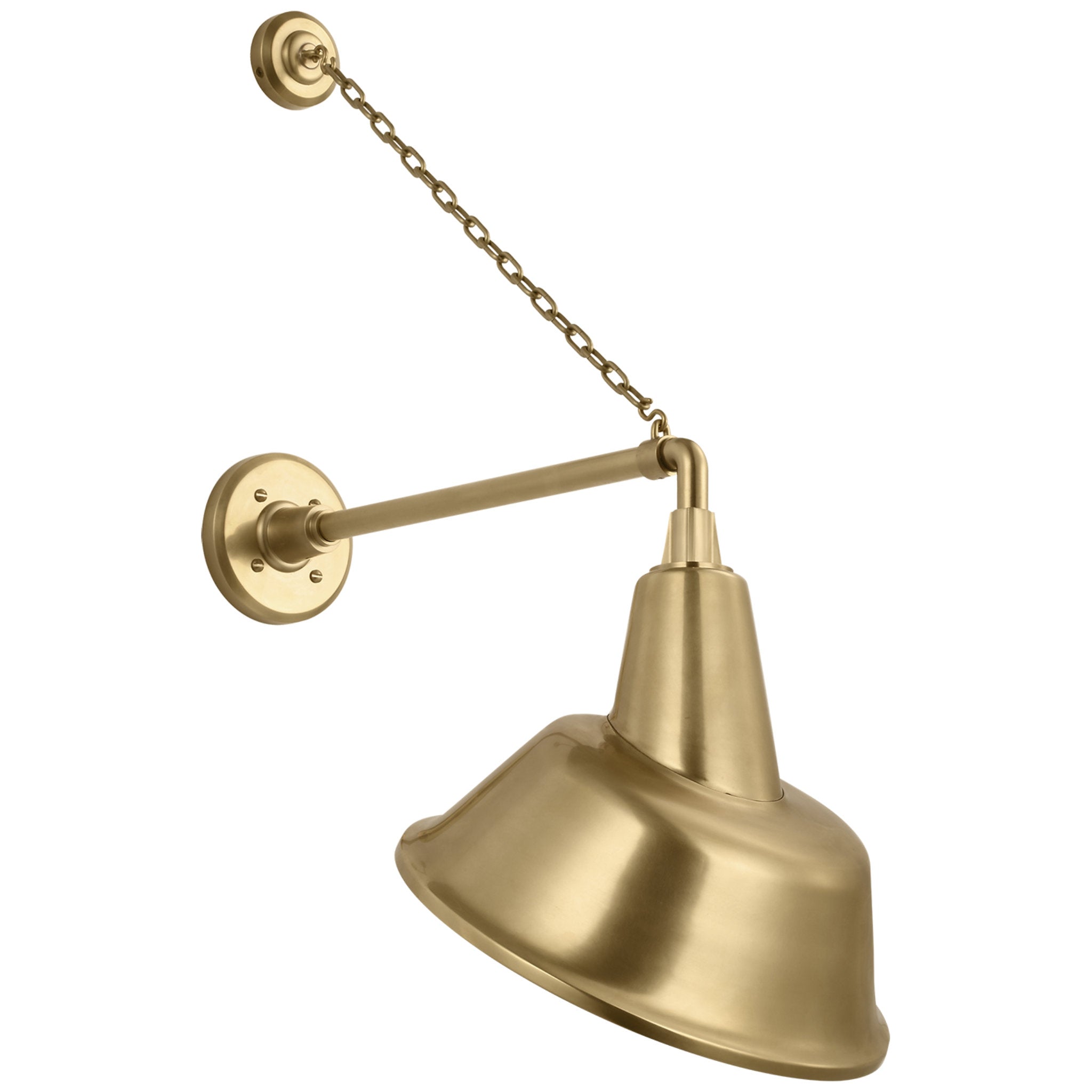 Thomas O'Brien Academy 17.5" Anchored Mack Barn Light in Hand-Rubbed Antique Brass with 12.5" Tilted Bowers Shade Outdoor Lighting W12.5" x H30.5"