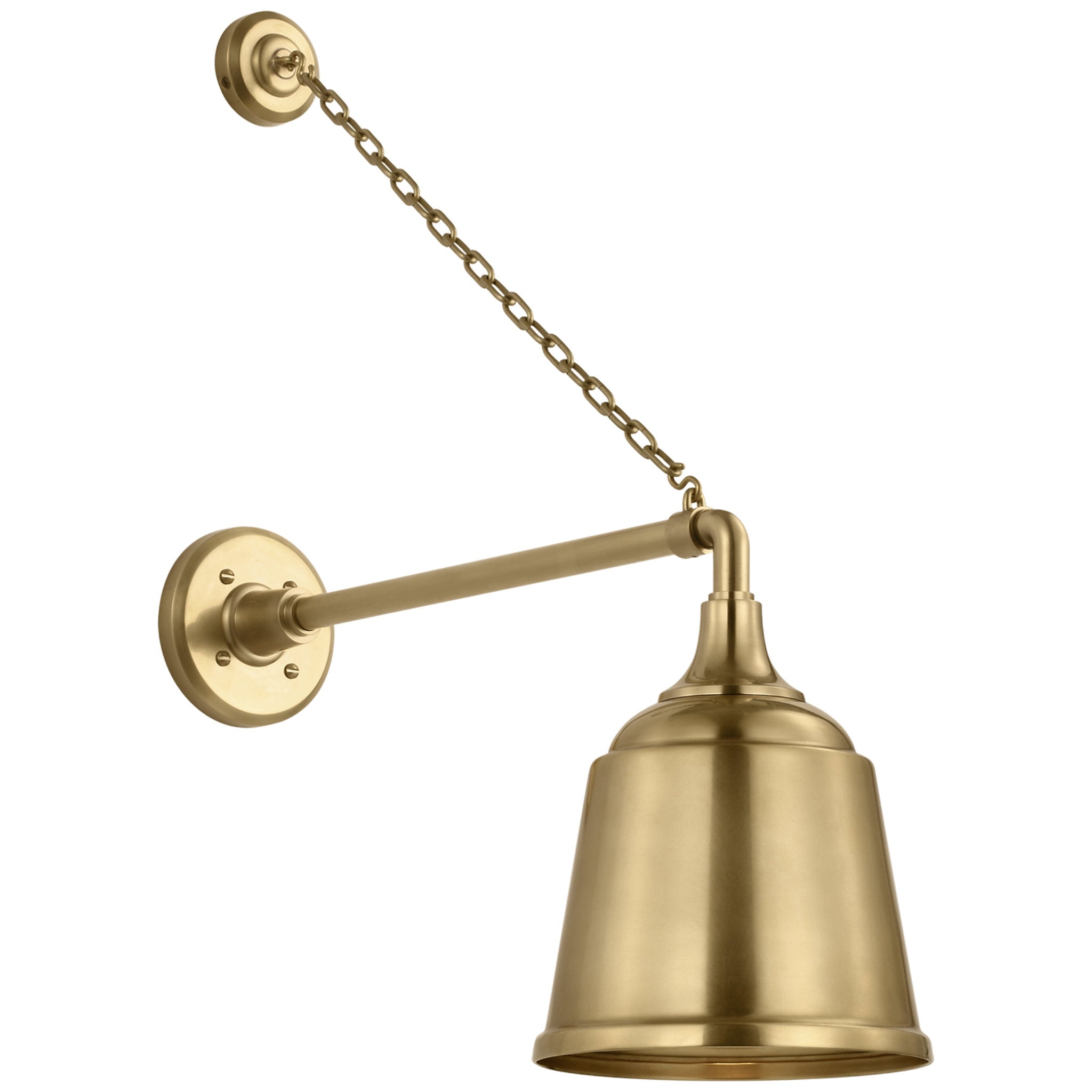 Thomas O'Brien Academy 17.5" Anchored Mack Barn Light in Hand-Rubbed Antique Brass with 8" Rockhouse Shade Outdoor Lighting W8" x H26.25"