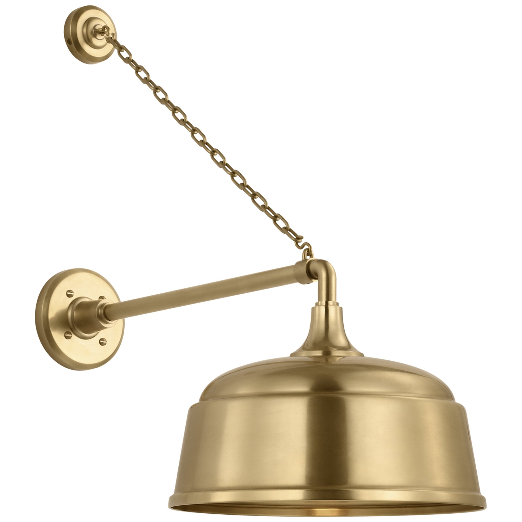 Thomas O'Brien Academy 17.5" Anchored Mack Barn Light in Hand-Rubbed Antique Brass with 12.5" Rockhouse Shade Outdoor Lighting W12.5" x H25"
