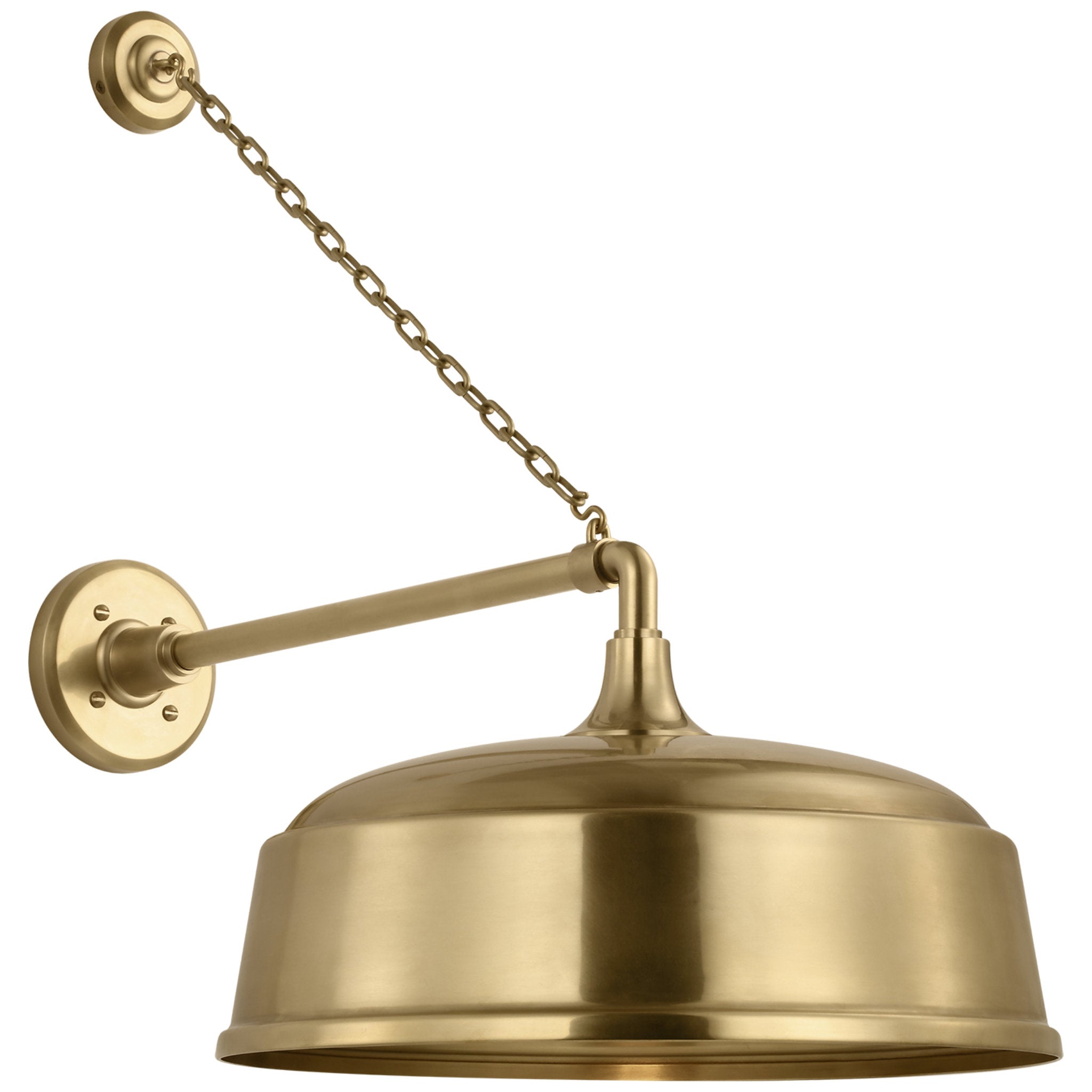 Thomas O'Brien Academy 17.5" Anchored Mack Barn Light in Hand-Rubbed Antique Brass with 16" Rockhouse Shade Outdoor Lighting W16" x H25"
