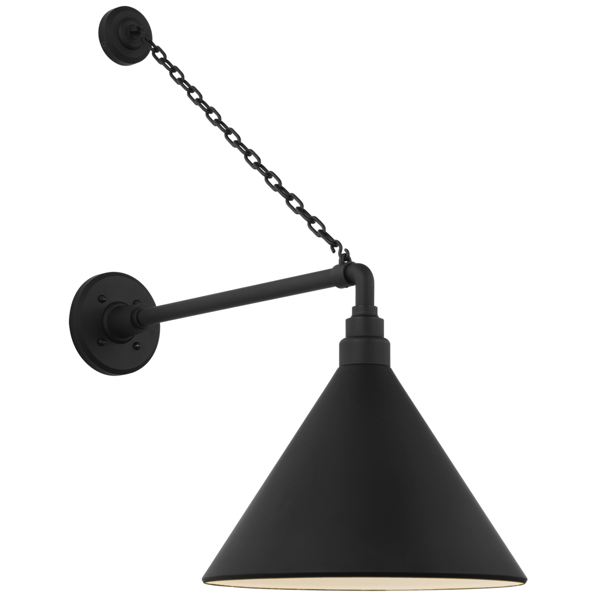 Thomas O'Brien Academy 17.5" Anchored Mack Barn Light in Matte Black with 12.5" Conical Savannah Shade Outdoor Lighting W12.5" x H27.5"