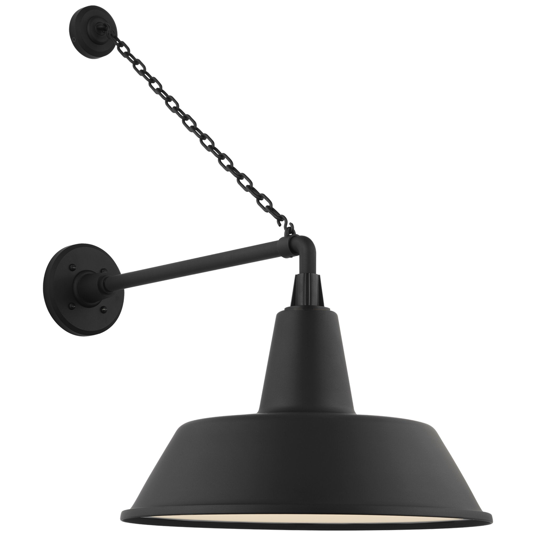 Thomas O'Brien Academy 17.5" Anchored Mack Barn Light in Matte Black with 16" Bowers Shade Outdoor Lighting W16" x H27.5"