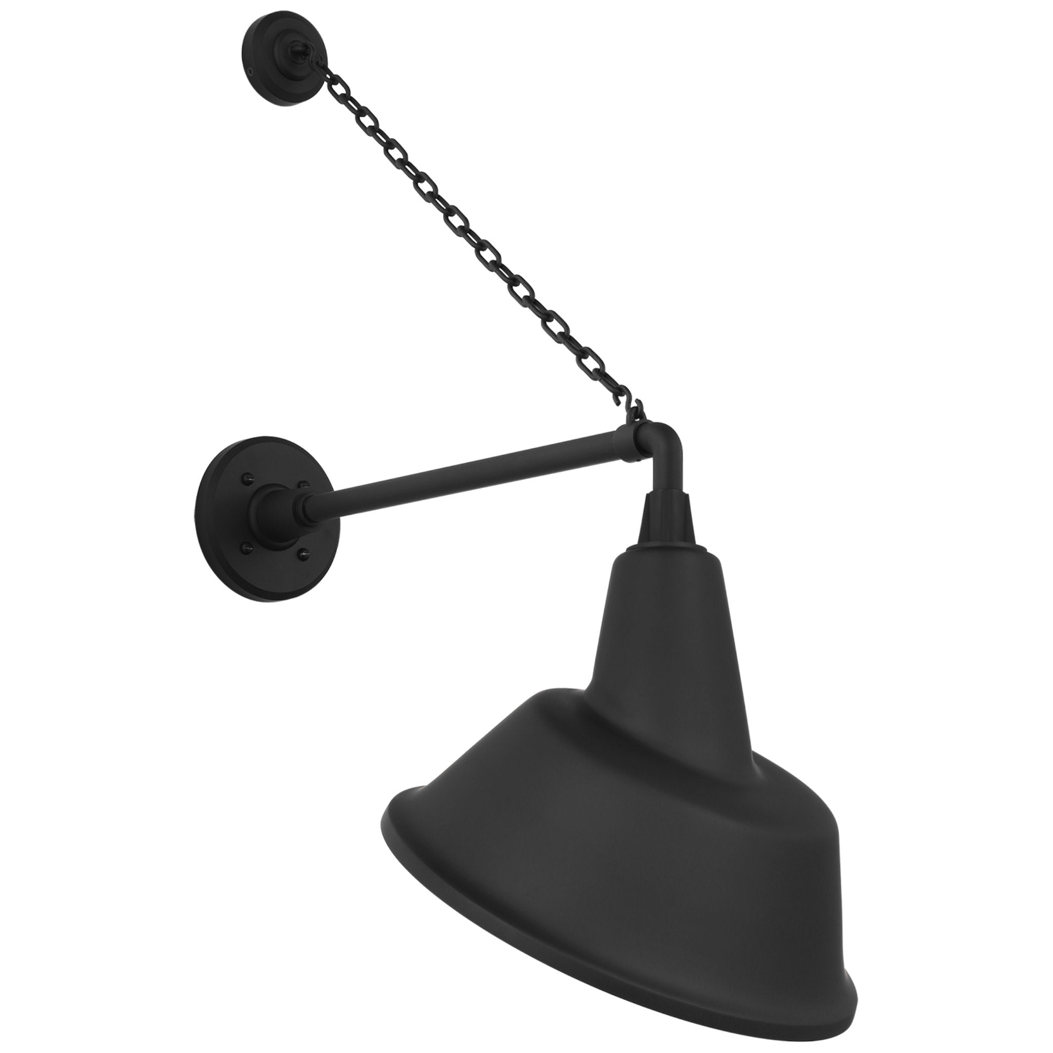 Thomas O'Brien Academy 17.5" Anchored Mack Barn Light in Matte Black with 12.5" Tilted Bowers Shade Outdoor Lighting W12.5" x H30.5"