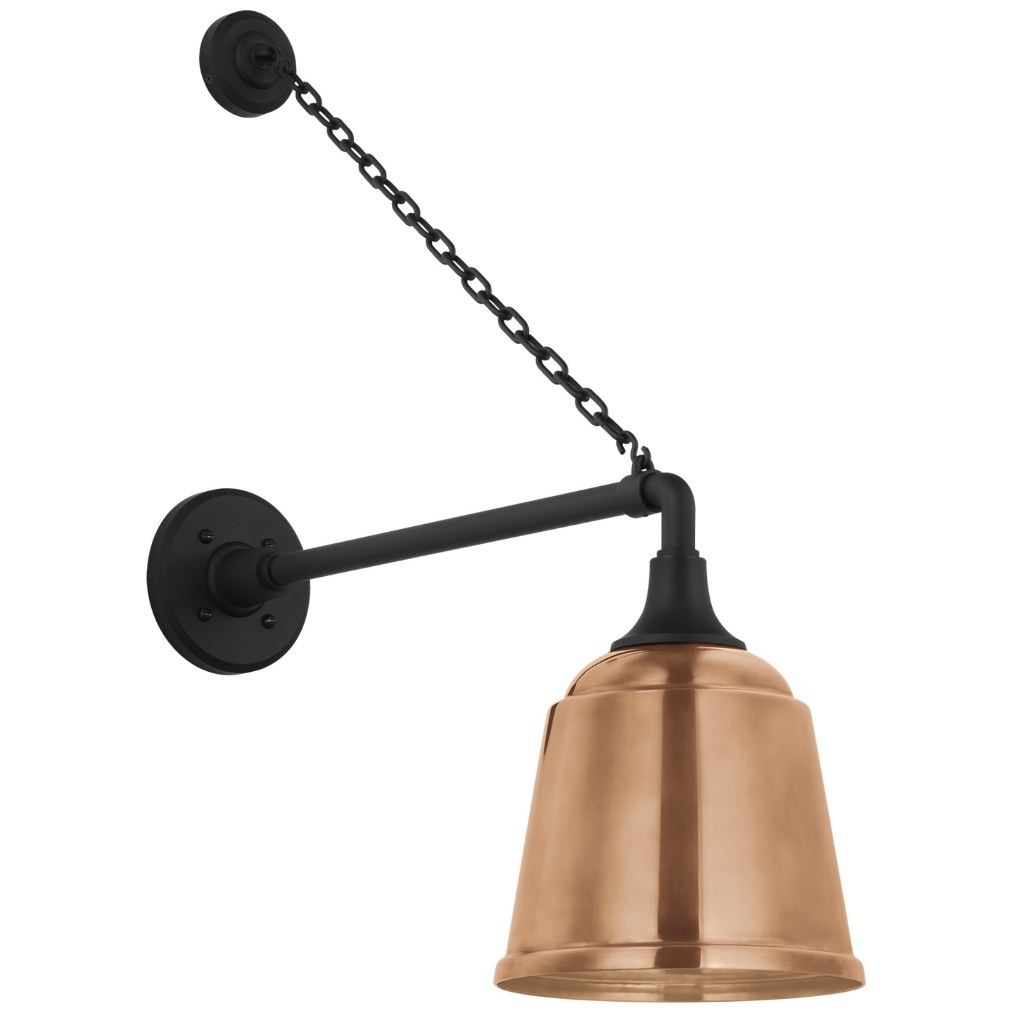 Thomas O'Brien Academy 17.5" Anchored Mack Barn Light in Matte Black with 8" Soft Copper Rockhouse Shade Outdoor Lighting W8" x H26.25"