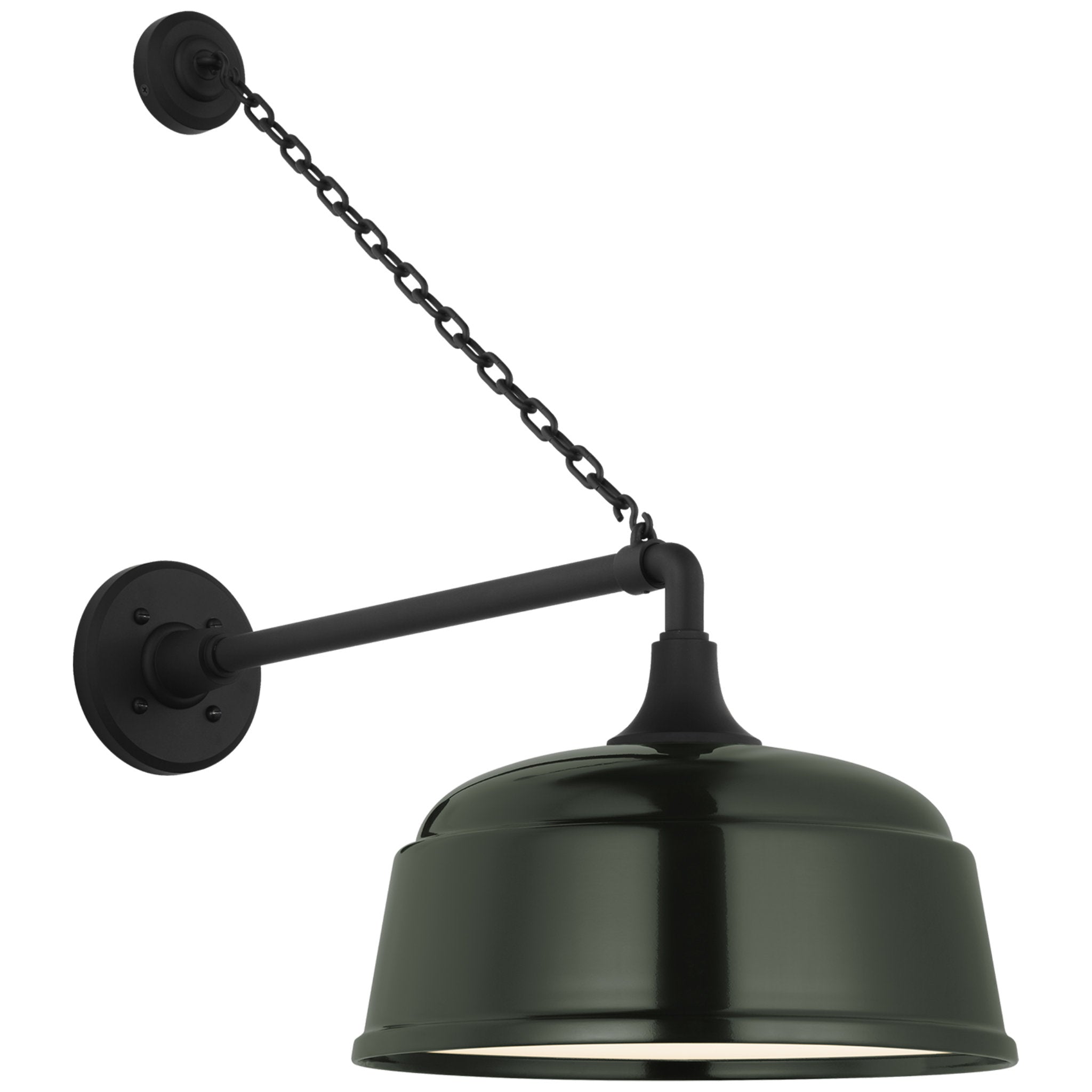 Thomas O'Brien Academy 17.5" Anchored Mack Barn Light in Matte Black with 12.5" Green Rockhouse Shade Outdoor Lighting W12.5" x H25"