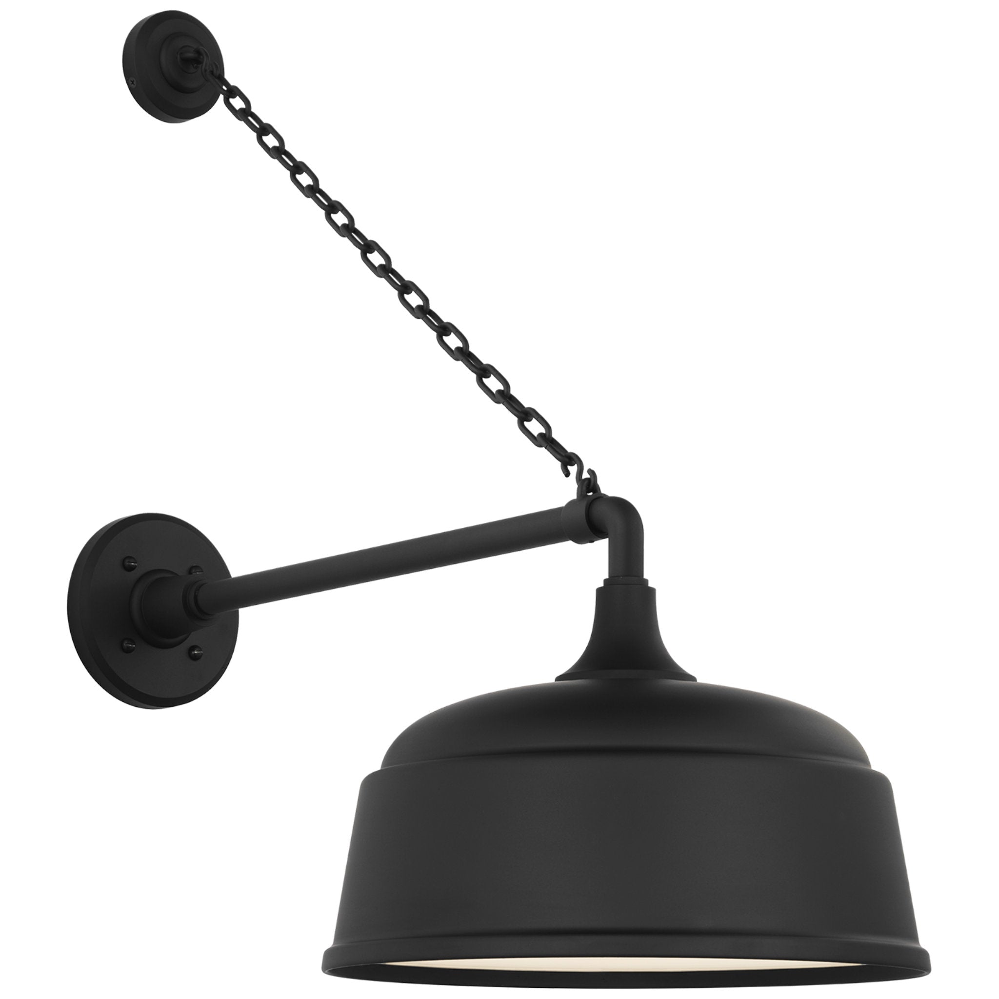 Thomas O'Brien Academy 17.5" Anchored Mack Barn Light in Matte Black with 12.5" Rockhouse Shade Outdoor Lighting W12.5" x H25"
