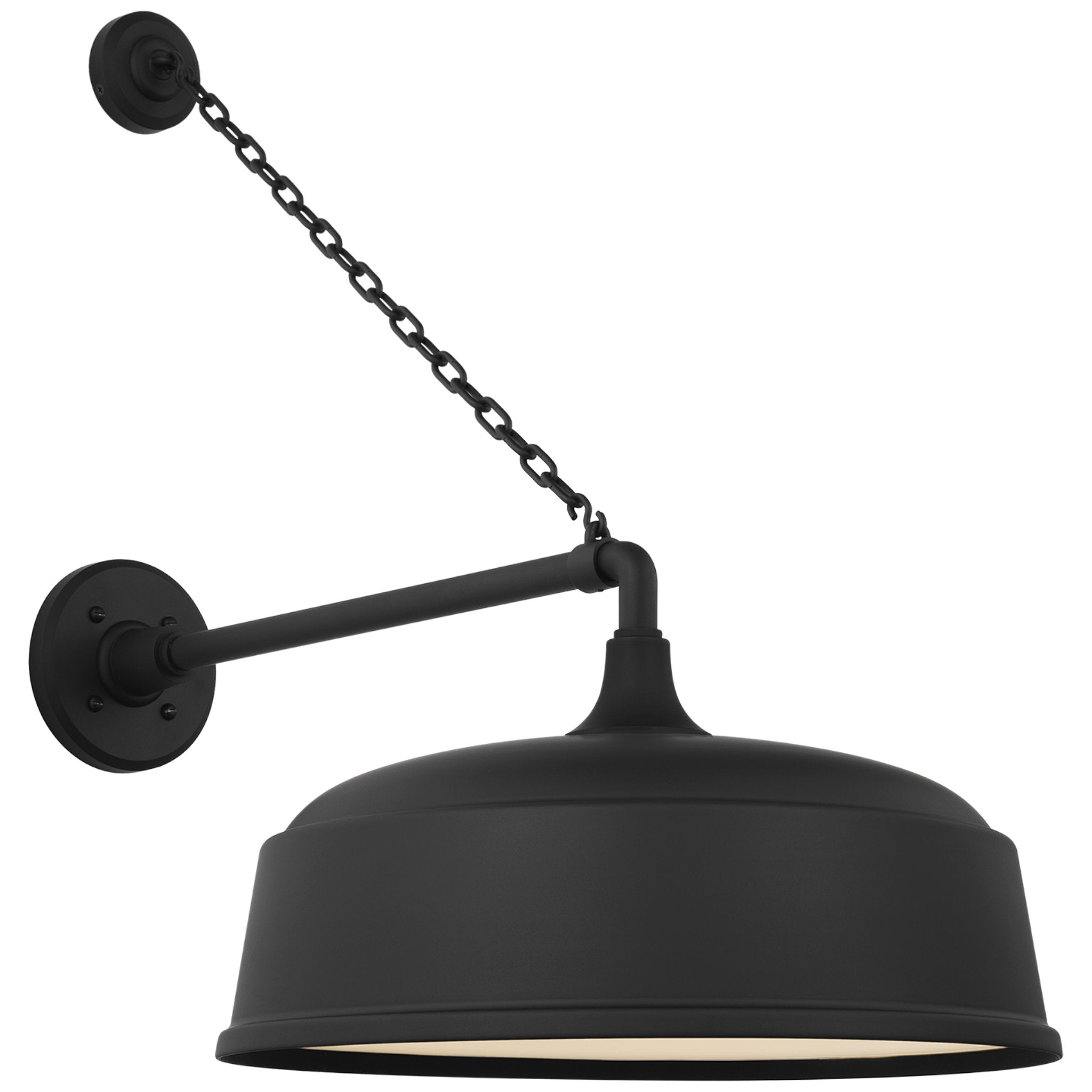 Thomas O'Brien Academy 17.5" Anchored Mack Barn Light in Matte Black with 16" Rockhouse Shade Outdoor Lighting W16" x H25"