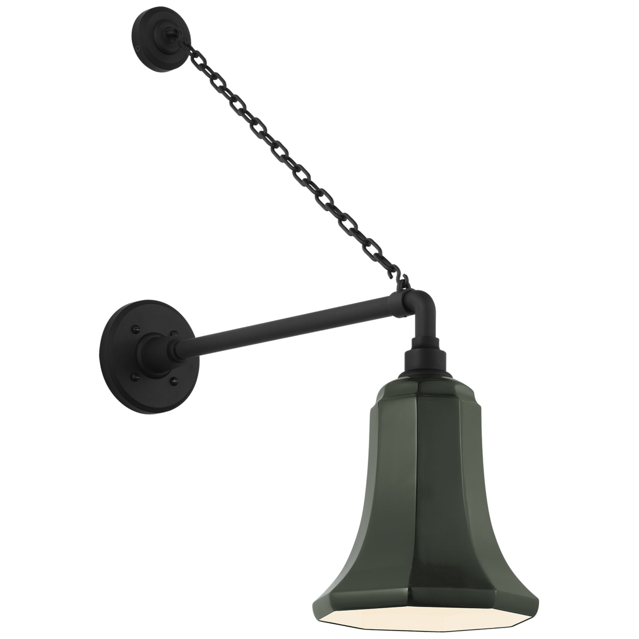 Thomas O'Brien Academy 17.5" Anchored Mack Barn Light in Matte Black with 7.5" Green Savannah Shade Outdoor Lighting W7.5" x H26.75"