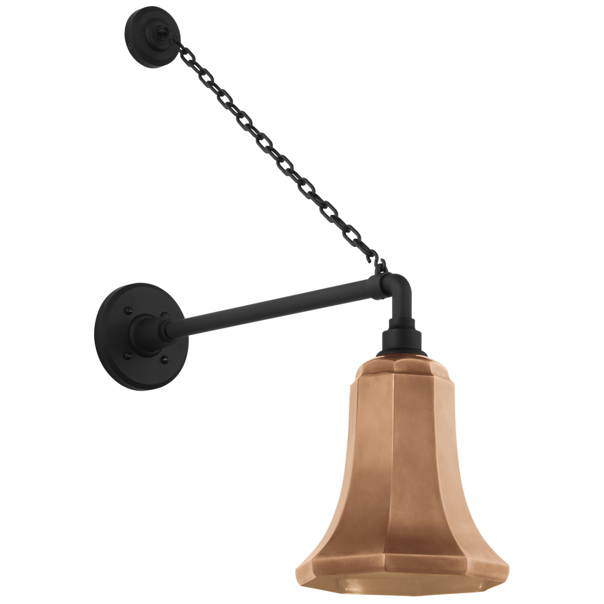 Thomas O'Brien Academy 17.5" Anchored Mack Barn Light in Matte Black with 7.5" Soft Copper Savannah Shade Outdoor Lighting W7.5" x H26.75"
