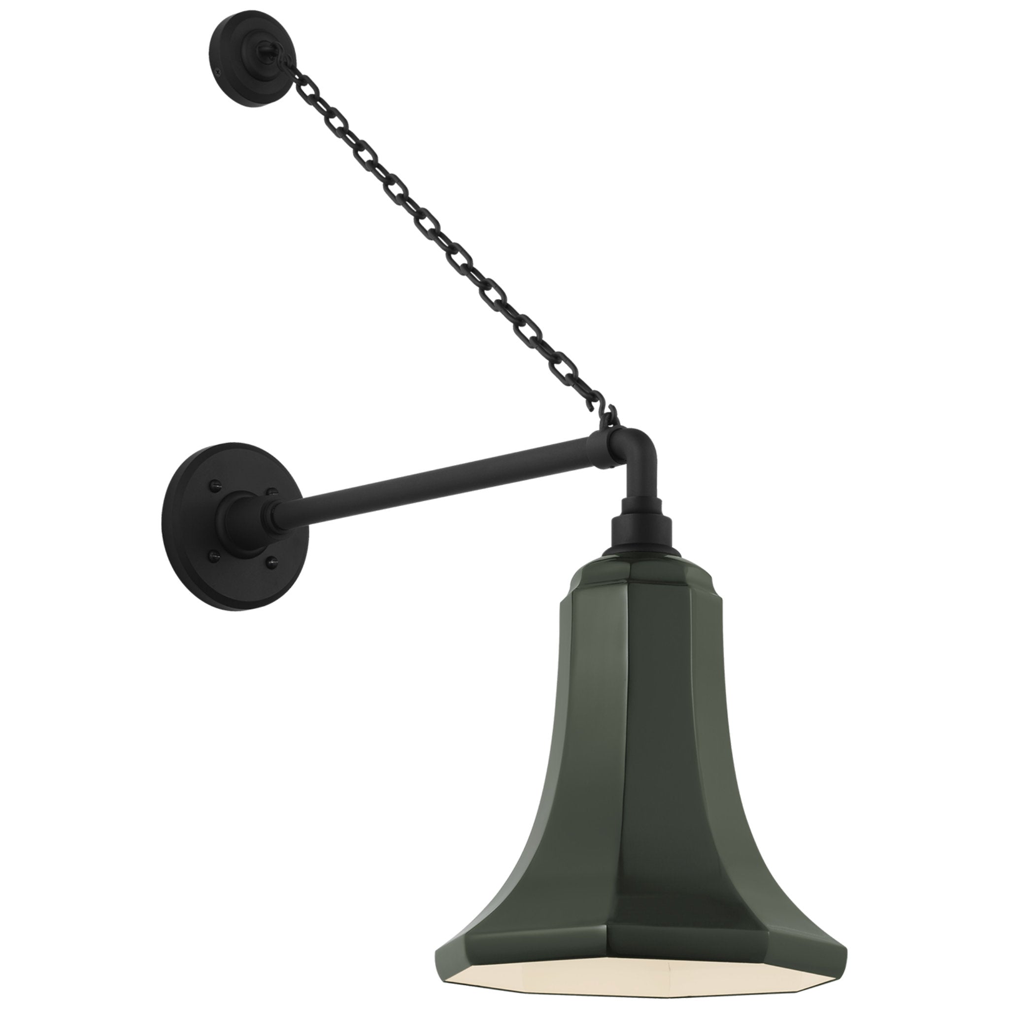 Thomas O'Brien Academy 17.5" Anchored Mack Barn Light in Matte Black with 9.25" Green Savannah Shade Outdoor Lighting W9.25" x H28.5"