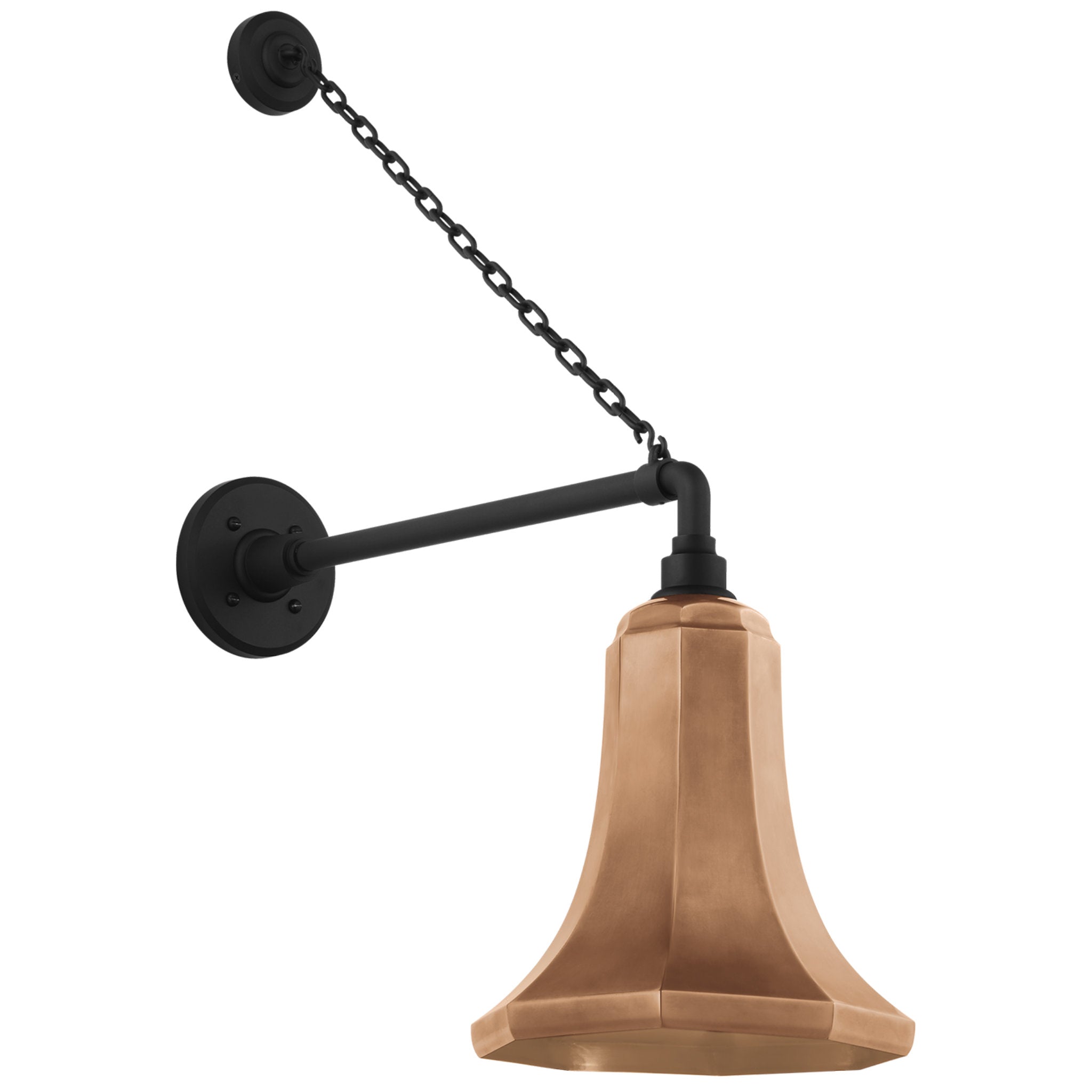 Thomas O'Brien Academy 17.5" Anchored Mack Barn Light in Matte Black with 9.25" Soft Copper Savannah Shade Outdoor Lighting W9.25" x H28.5"