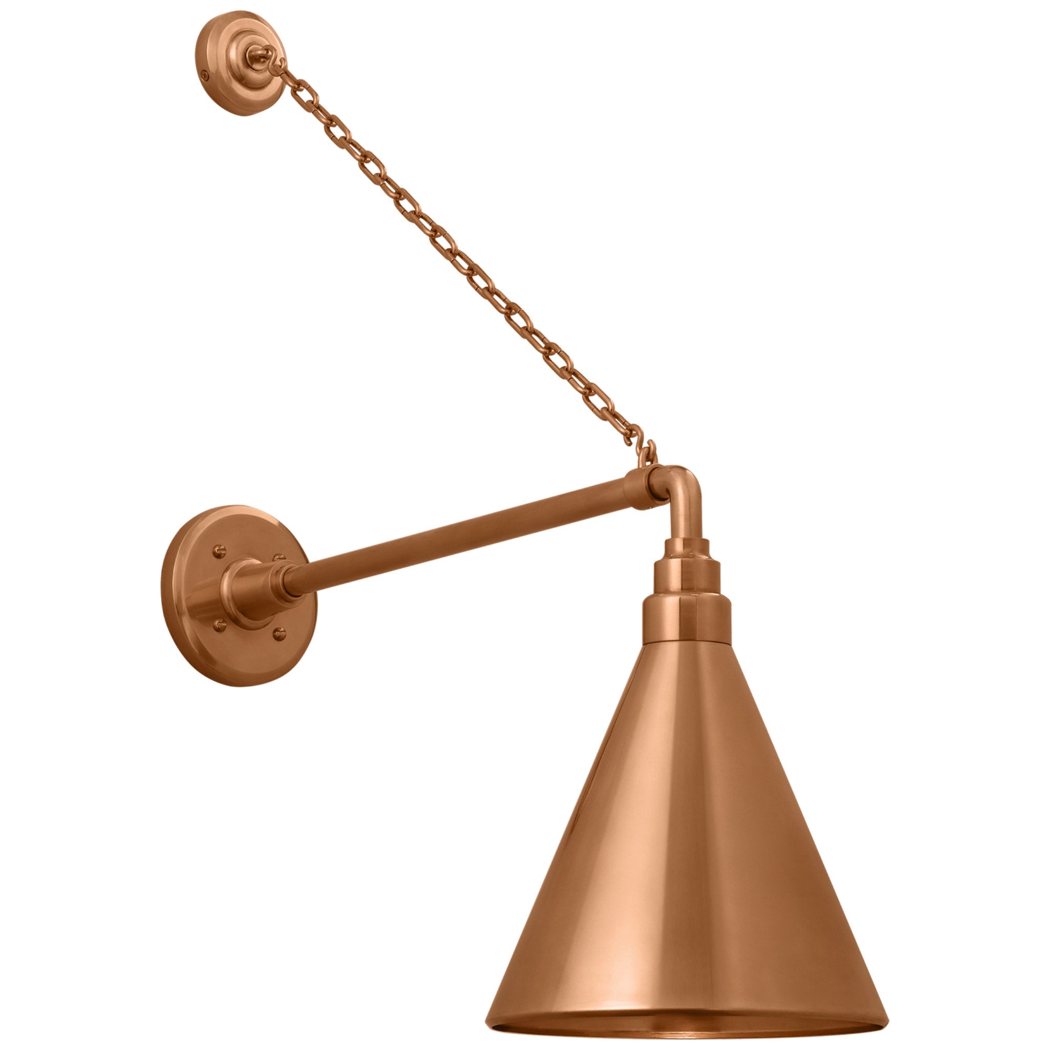 Thomas O'Brien Academy 17.5" Anchored Mack Barn Light in Soft Copper with 9" Conical Savannah Shade Outdoor Lighting W9" x H27.5"