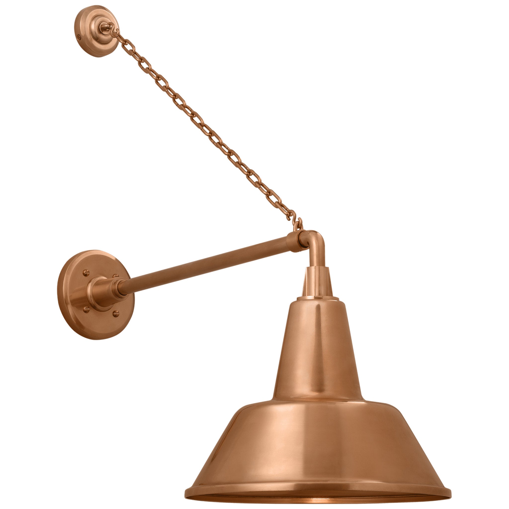 Thomas O'Brien Academy 17.5" Anchored Mack Barn Light in Soft Copper with 12.5" Bowers Shade Outdoor Lighting W12.5" x H27.5"