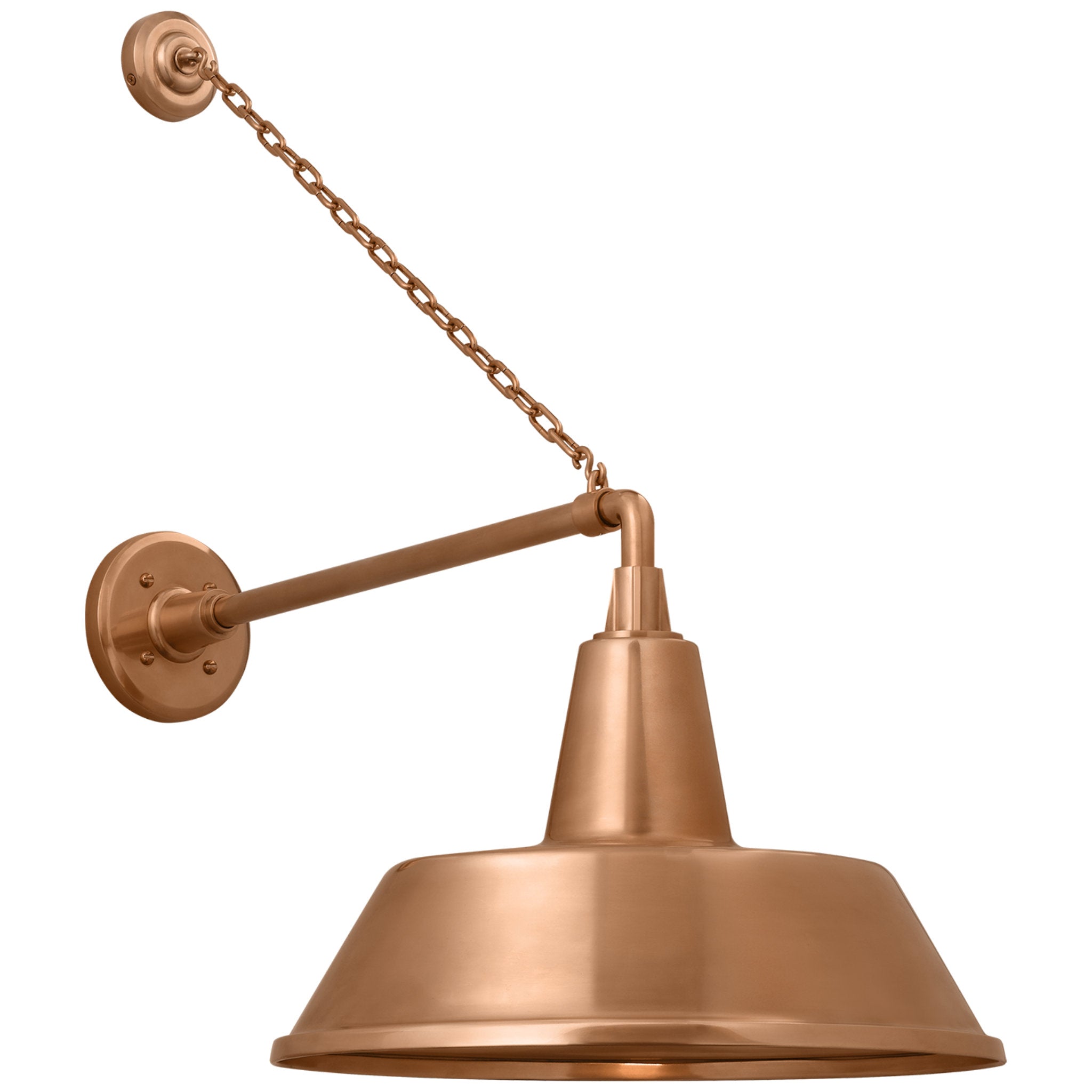 Thomas O'Brien Academy 17.5" Anchored Mack Barn Light in Soft Copper with 16" Bowers Shade Outdoor Lighting W16" x H27.5"