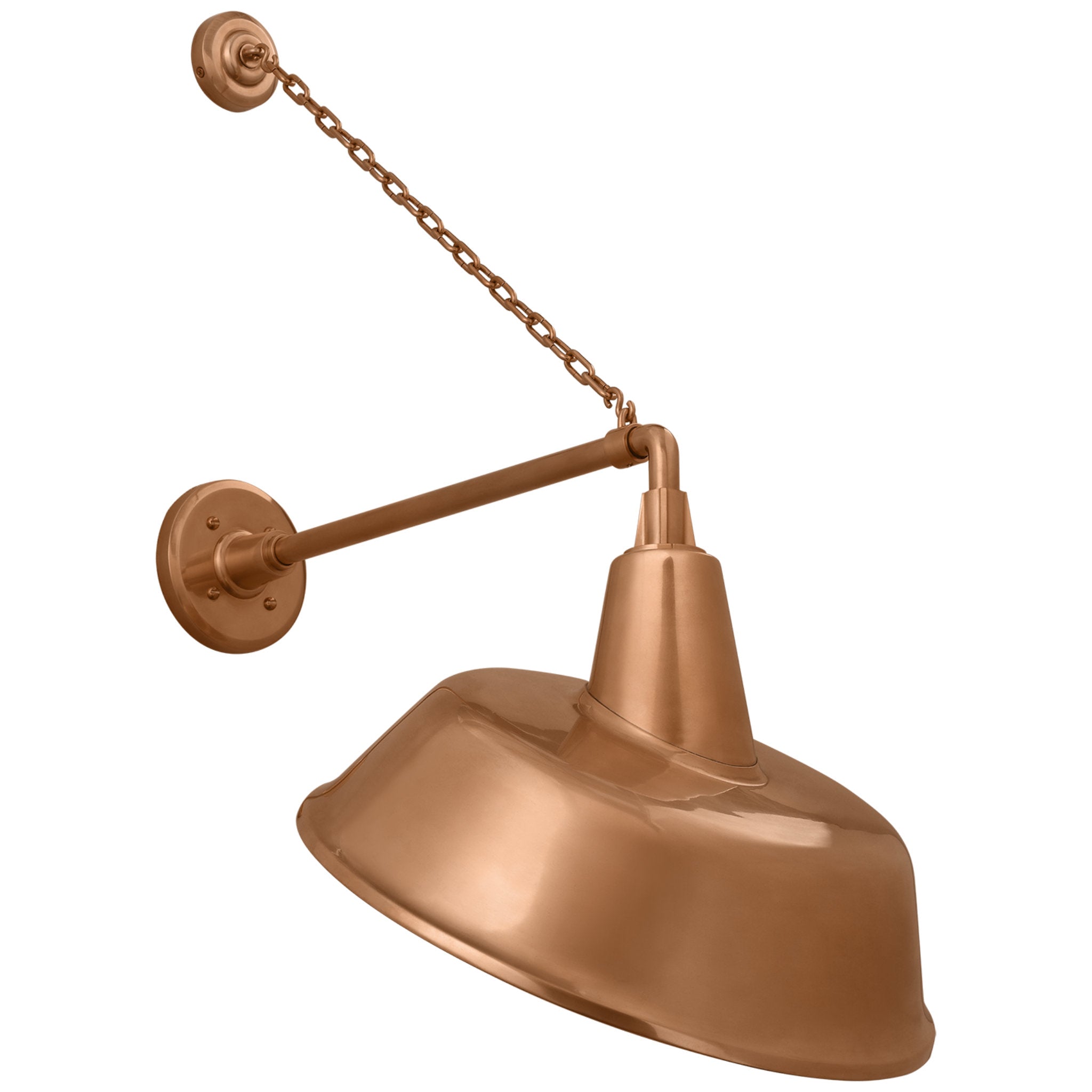 Thomas O'Brien Academy 17.5" Anchored Mack Barn Light in Soft Copper with 16" Tilted Bowers Shade Outdoor Lighting W16" x H31.5"