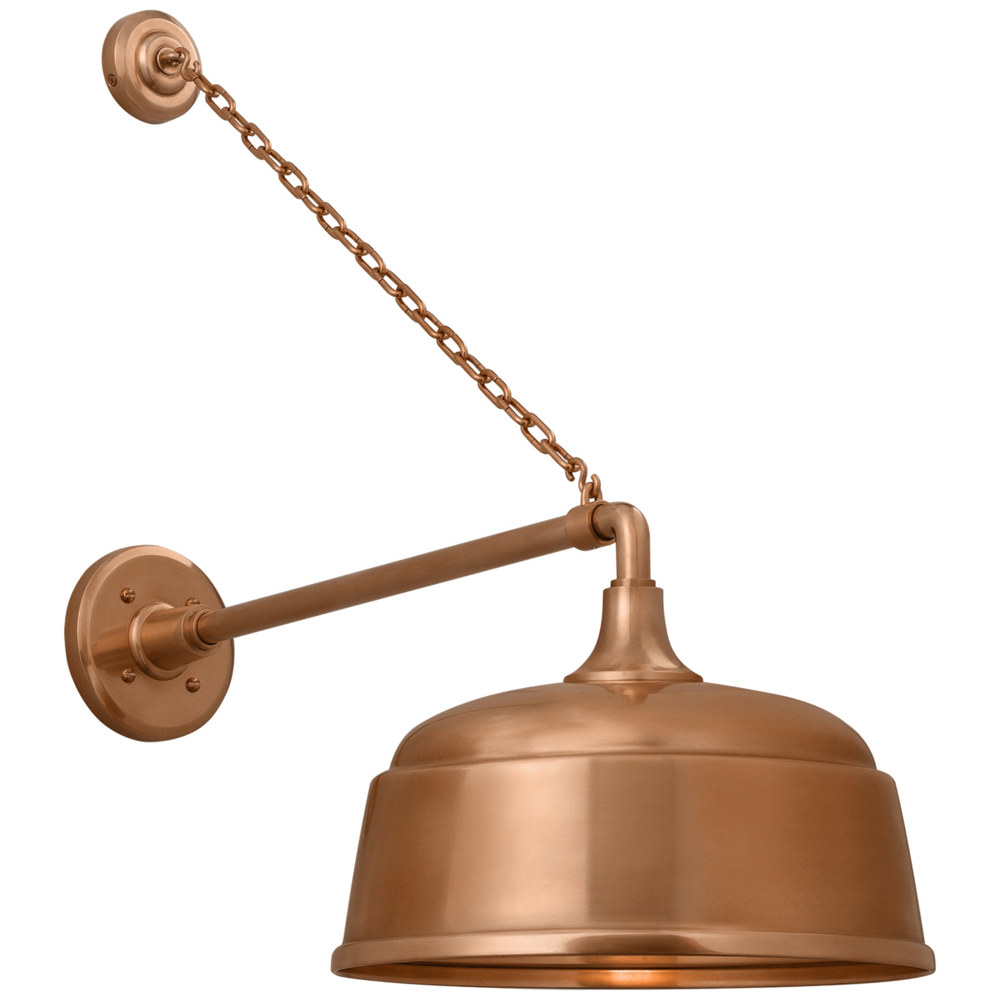 Thomas O'Brien Academy 17.5" Anchored Mack Barn Light in Soft Copper with 12.5" Rockhouse Shade Outdoor Lighting W12.5" x H25"