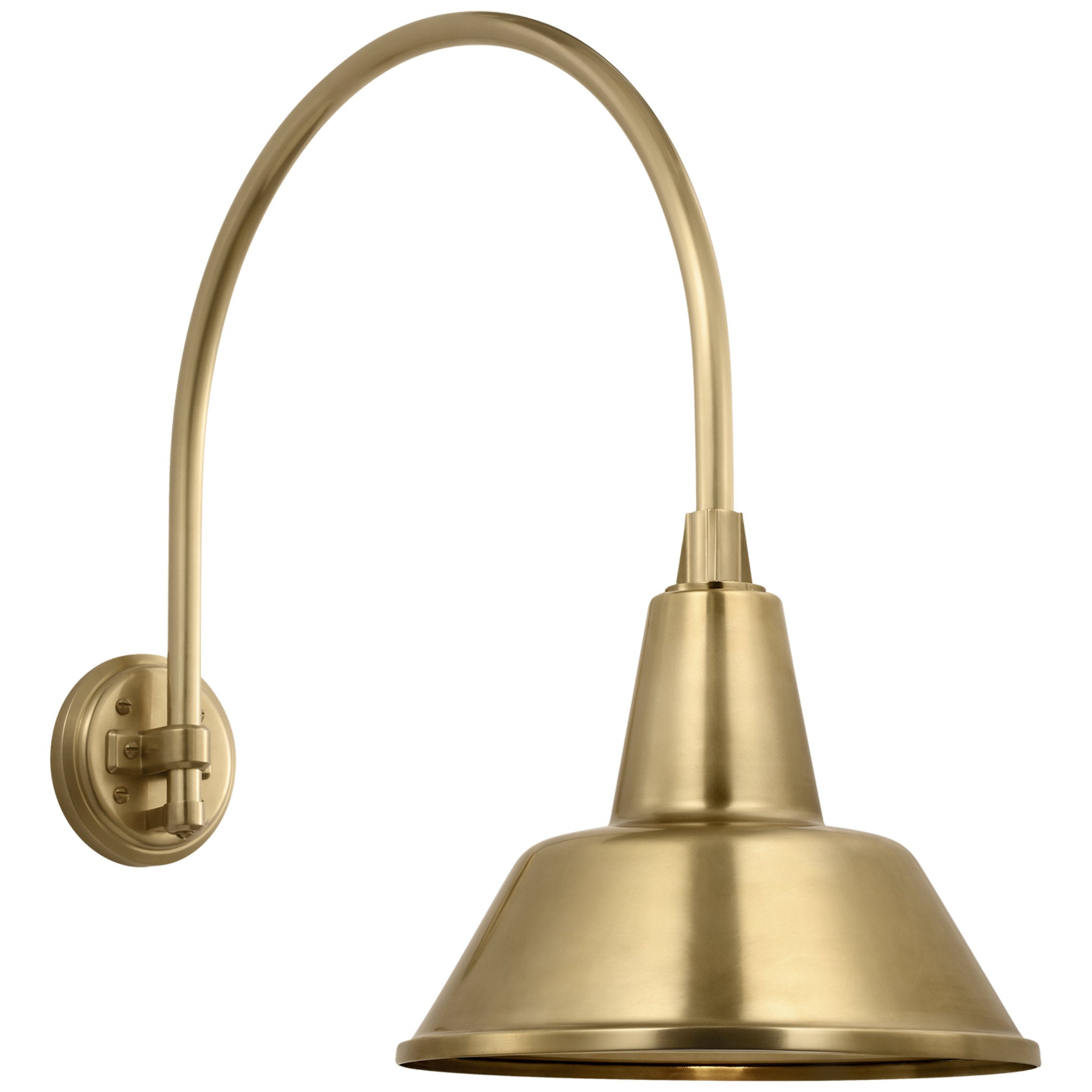 Thomas O'Brien Academy 19.5" Arched Mack Barn Light in Hand-Rubbed Antique Brass with 12.5" Bowers Shade Outdoor Lighting W12.5" x H22"