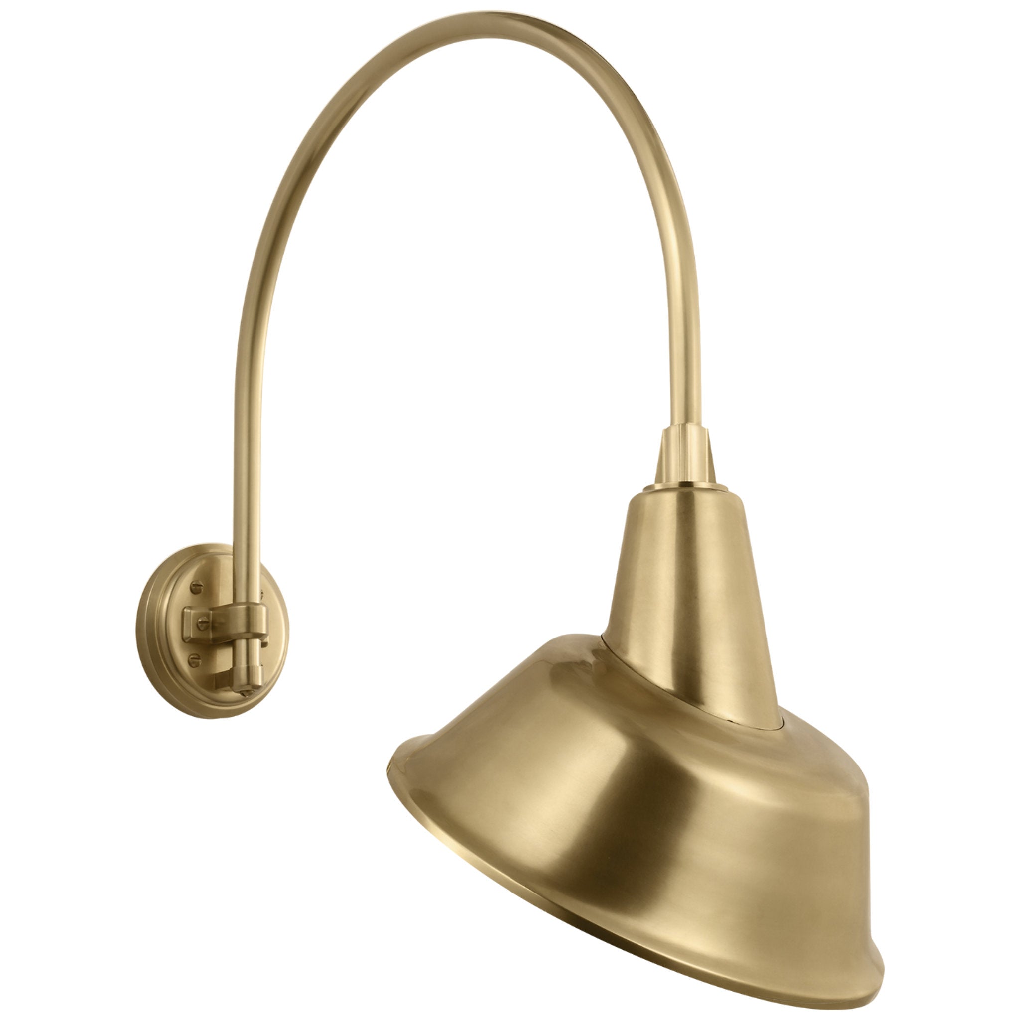 Thomas O'Brien Academy 19.5" Arched Mack Barn Light in Hand-Rubbed Antique Brass with 12.5" Tilted Bowers Shade Outdoor Lighting W12.5" x H25"
