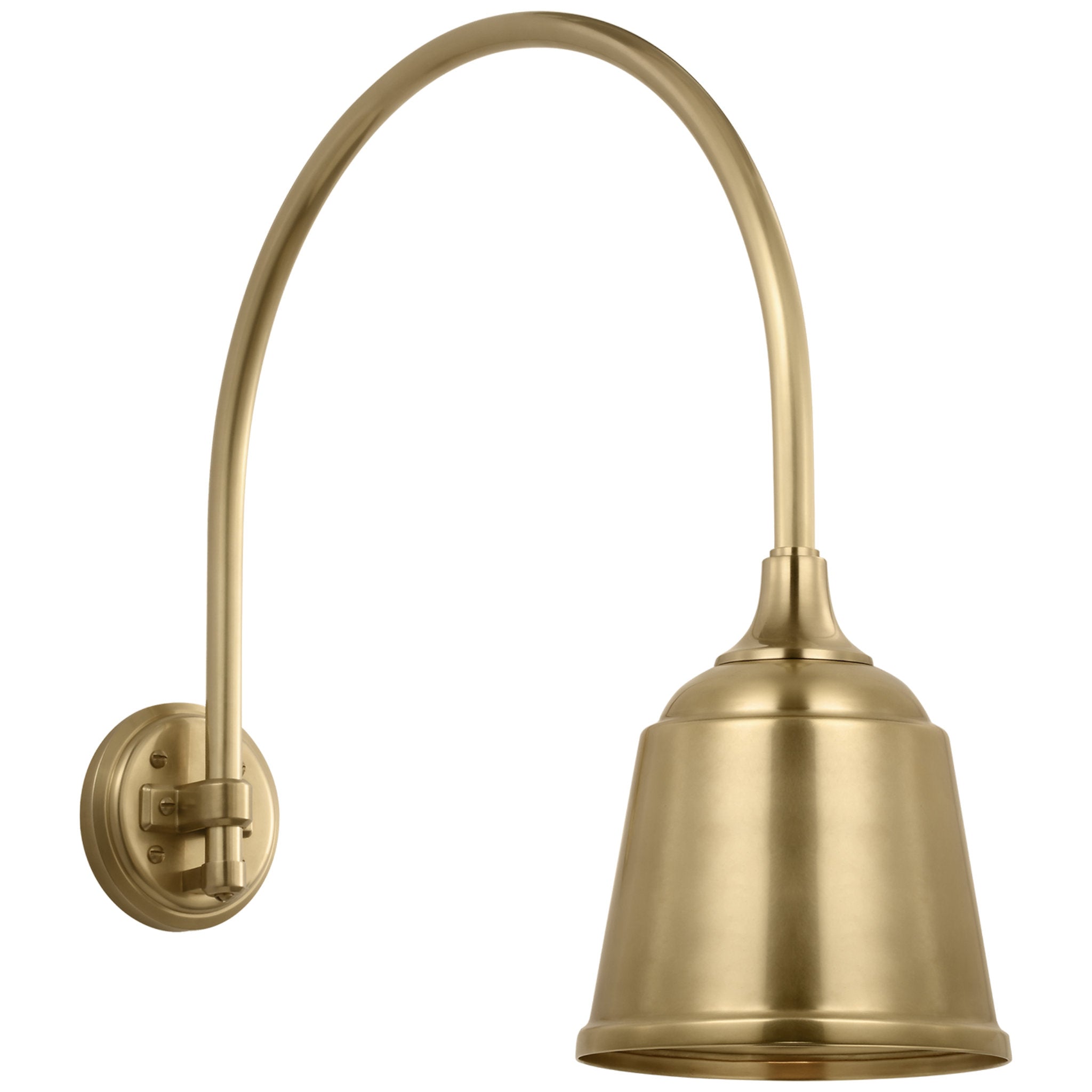 Thomas O'Brien Academy 19.5" Arched Mack Barn Light in Hand-Rubbed Antique Brass with 8" Rockhouse Shade Outdoor Lighting W8" x H21"
