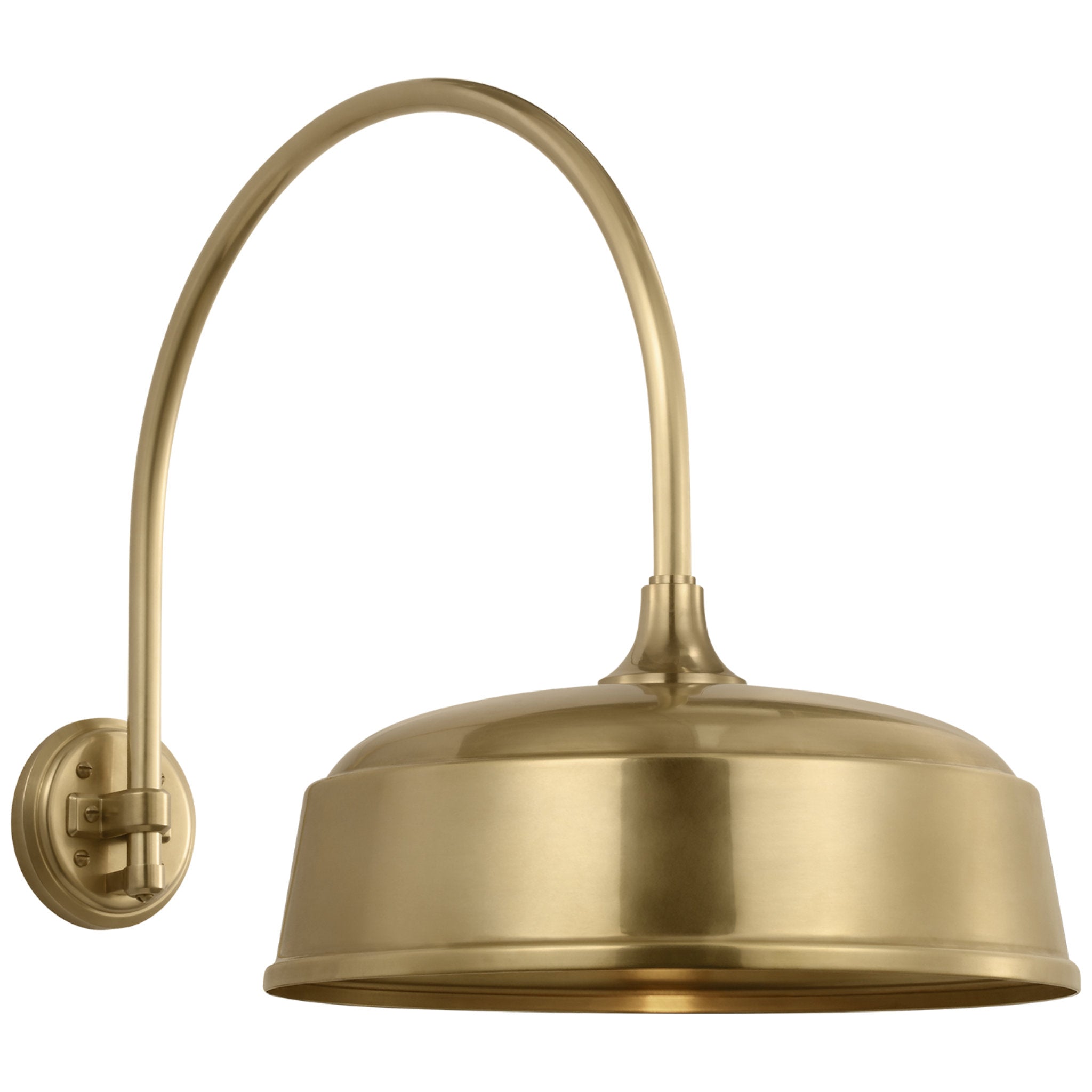 Thomas O'Brien Academy 19.5" Arched Mack Barn Light in Hand-Rubbed Antique Brass with 16" Rockhouse Shade Outdoor Lighting W16" x H19.5"