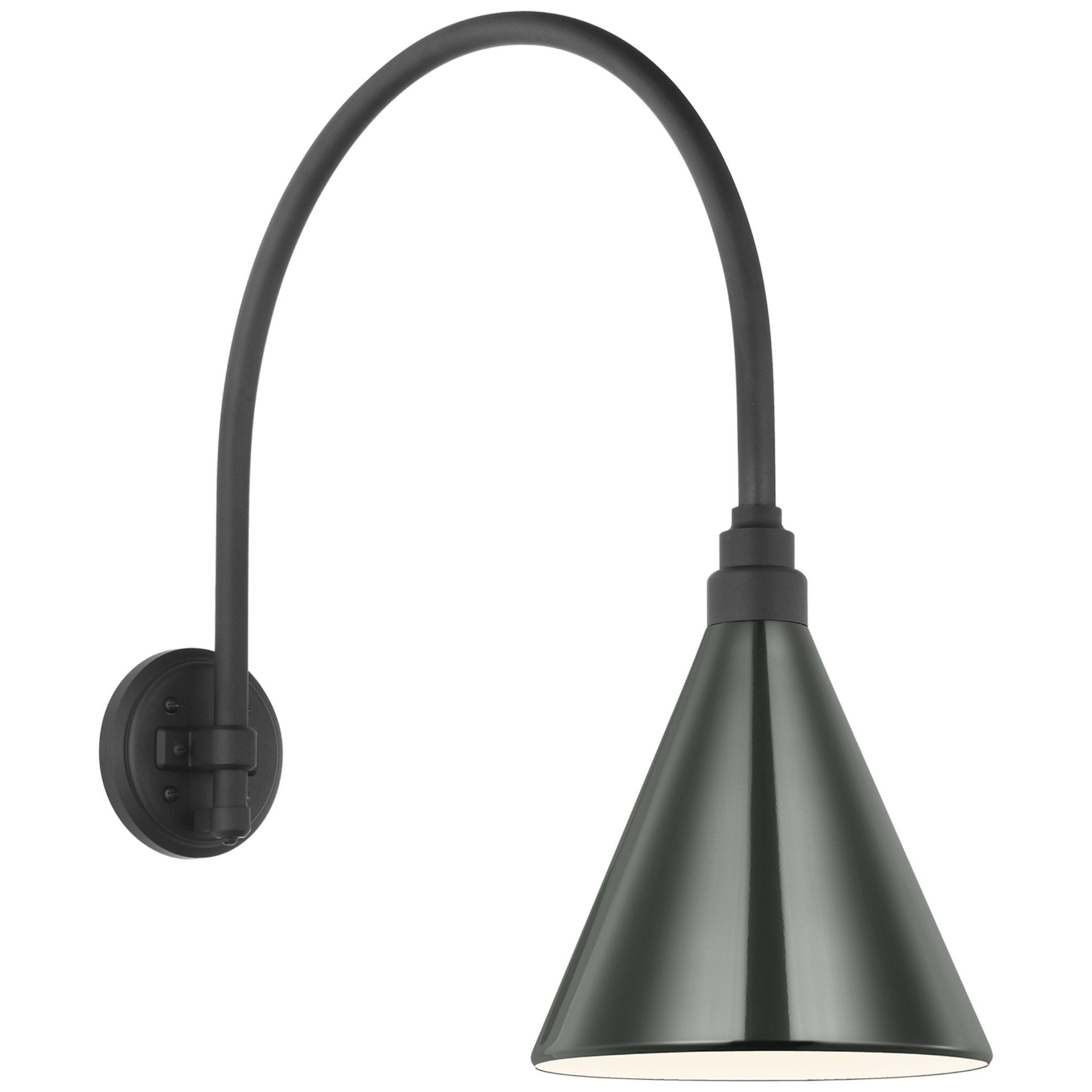 Thomas O'Brien Academy 19.5" Arched Mack Barn Light in Matte Black with 9" Green Conical Savannah Shade Outdoor Lighting W9" x H22.25"