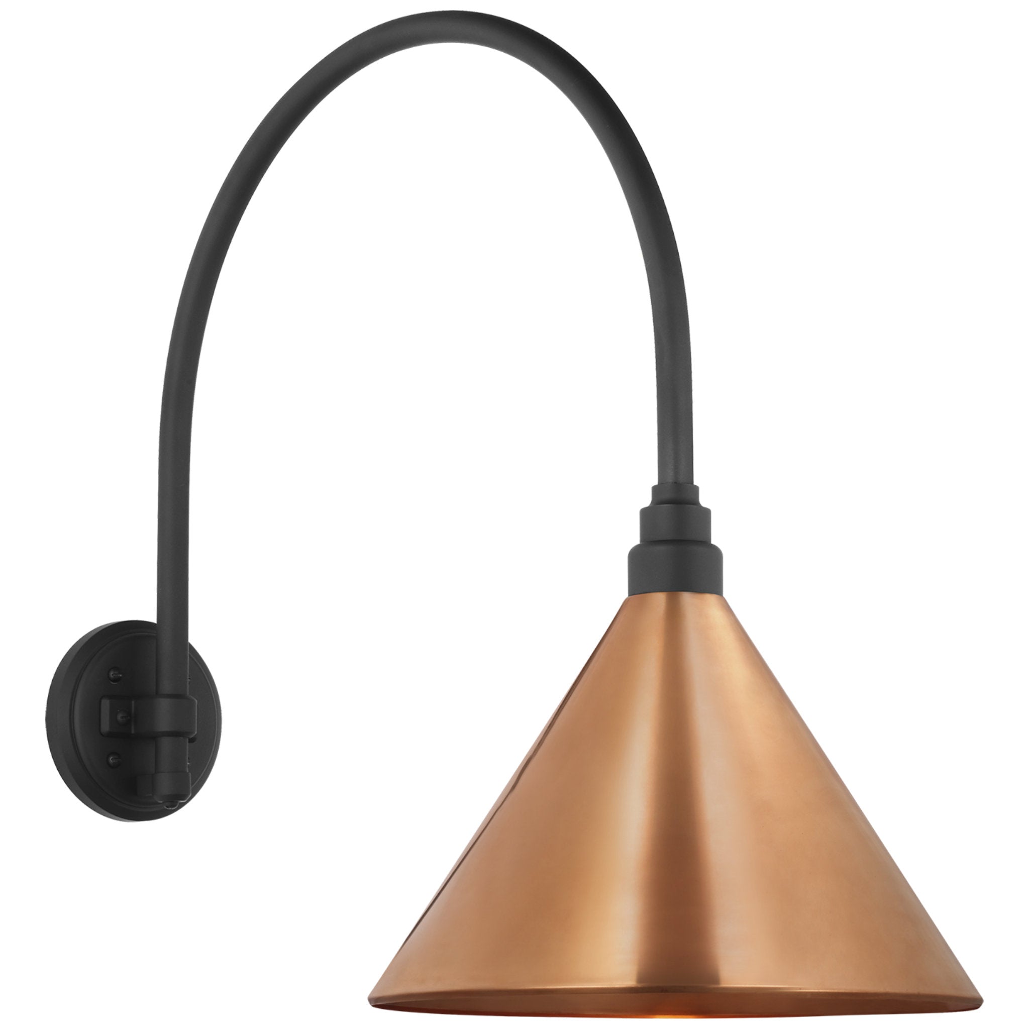 Thomas O'Brien Academy 19.5" Arched Mack Barn Light in Matte Black with 12.5" Soft Copper Conical Savannah Shade Outdoor Lighting W12.5" x H22.25"