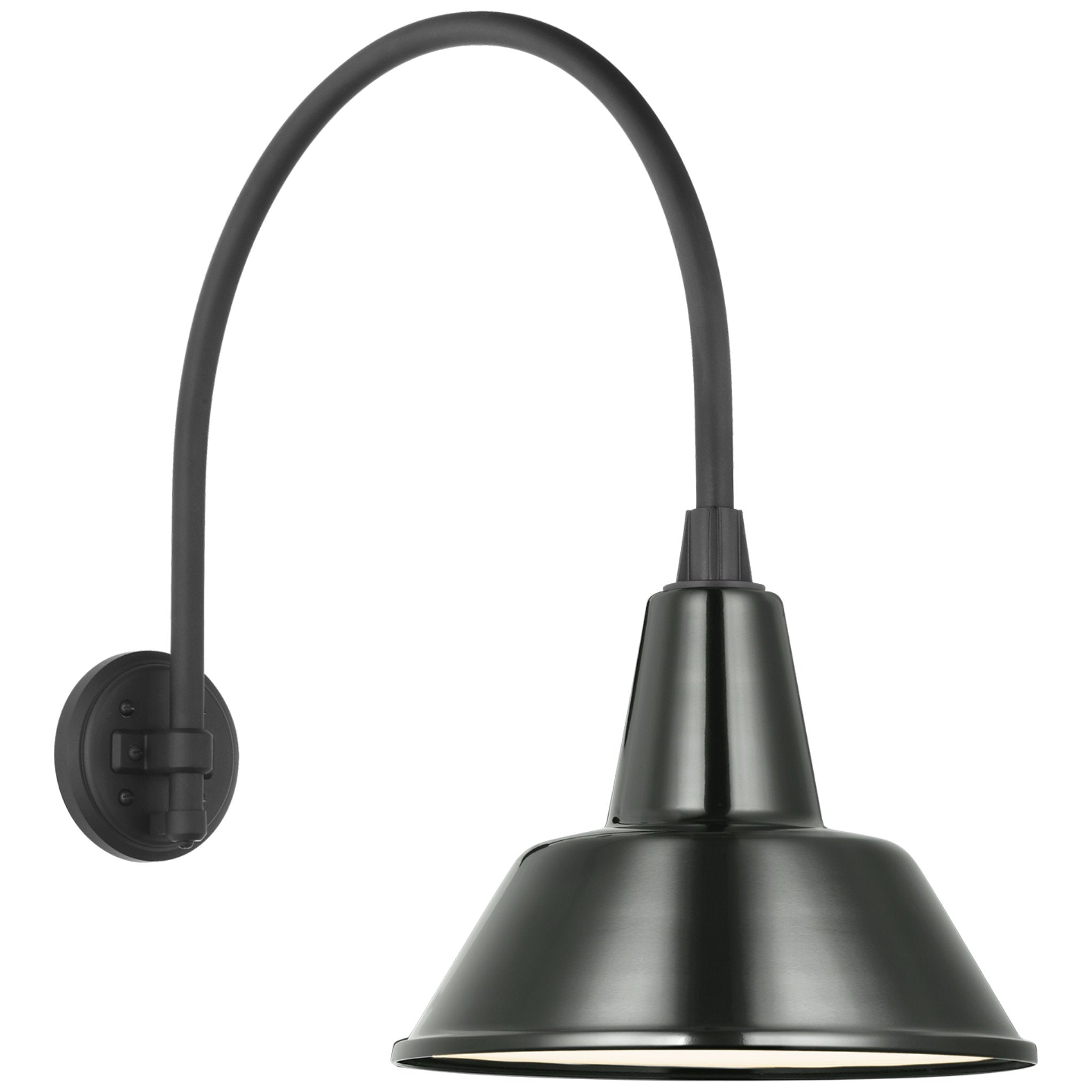 Thomas O'Brien Academy 19.5" Arched Mack Barn Light in Matte Black with 12.5" Green Bowers Shade Outdoor Lighting W12.5" x H22"