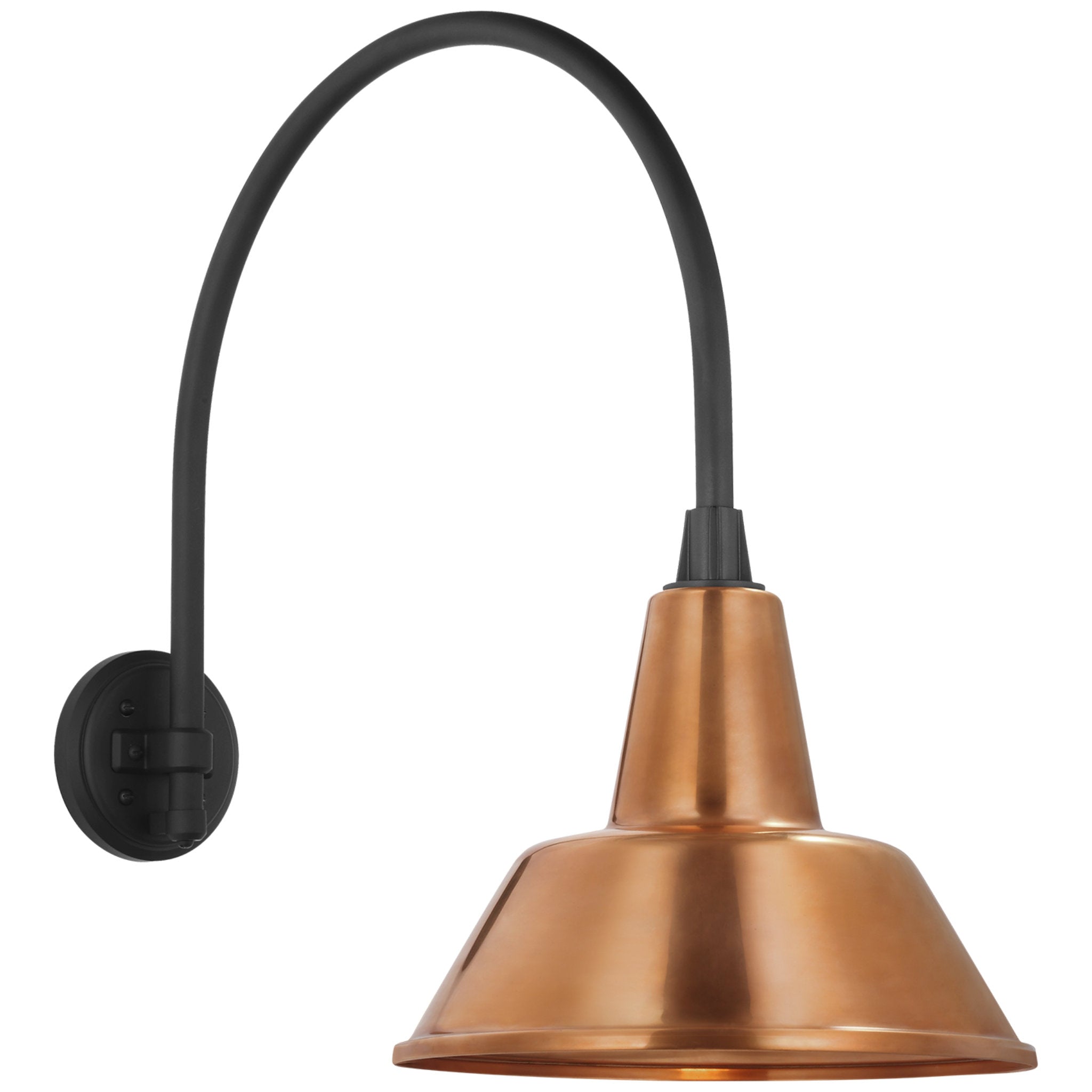 Thomas O'Brien Academy 19.5" Arched Mack Barn Light in Matte Black with 12.5" Soft Copper Bowers Shade Outdoor Lighting W12.5" x H22"