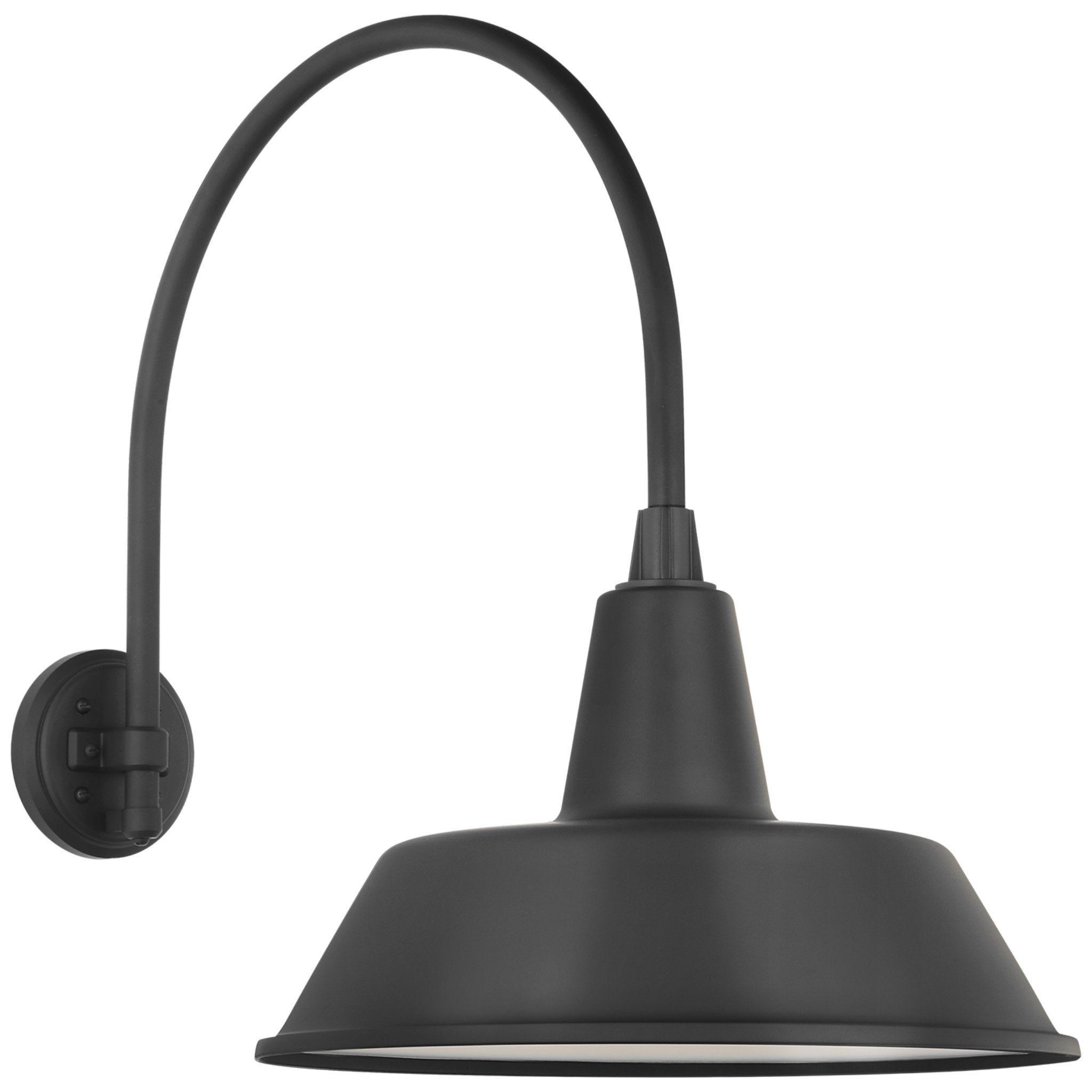Thomas O'Brien Academy 19.5" Arched Mack Barn Light in Matte Black with 16" Bowers Shade Outdoor Lighting W16" x H22"