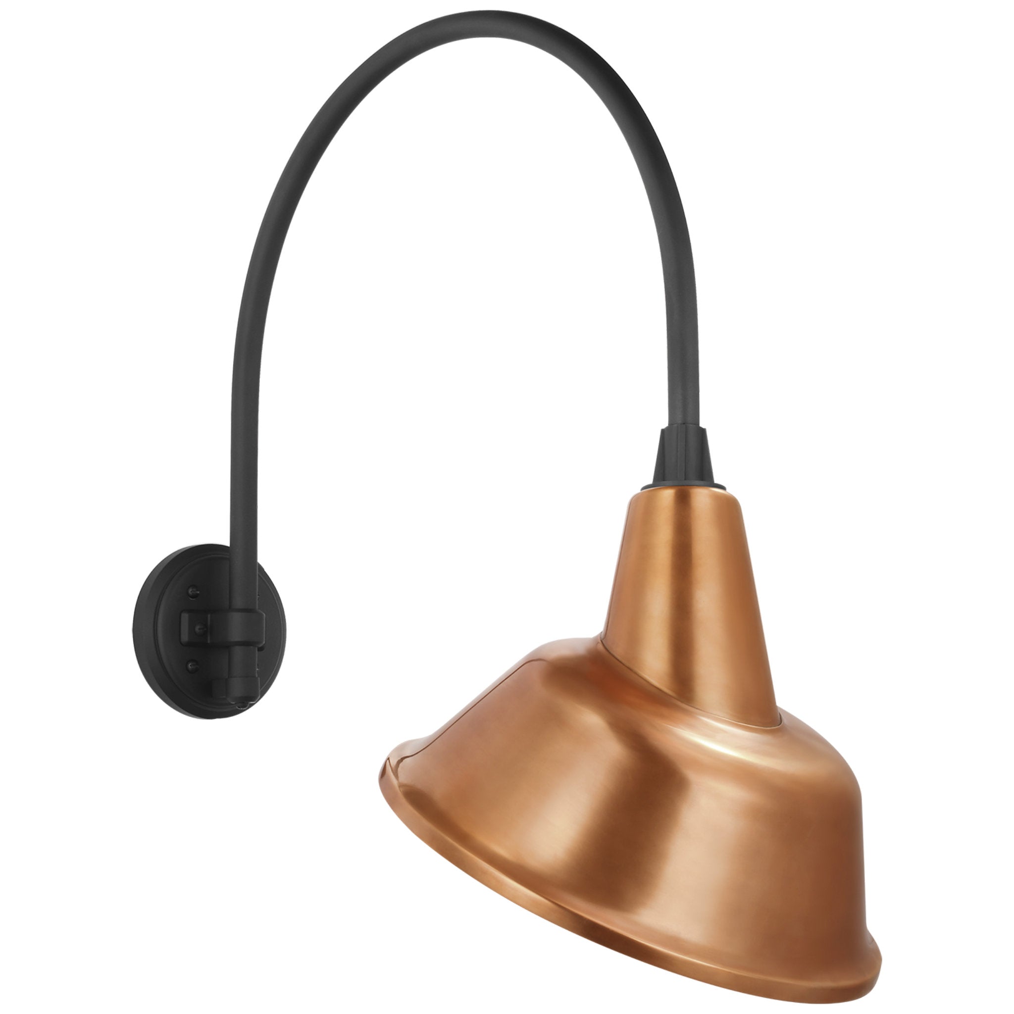 Thomas O'Brien Academy 19.5" Arched Mack Barn Light in Matte Black with 12.5" Soft Copper Tilted Bowers Shade Outdoor Lighting W12.5" x H25"