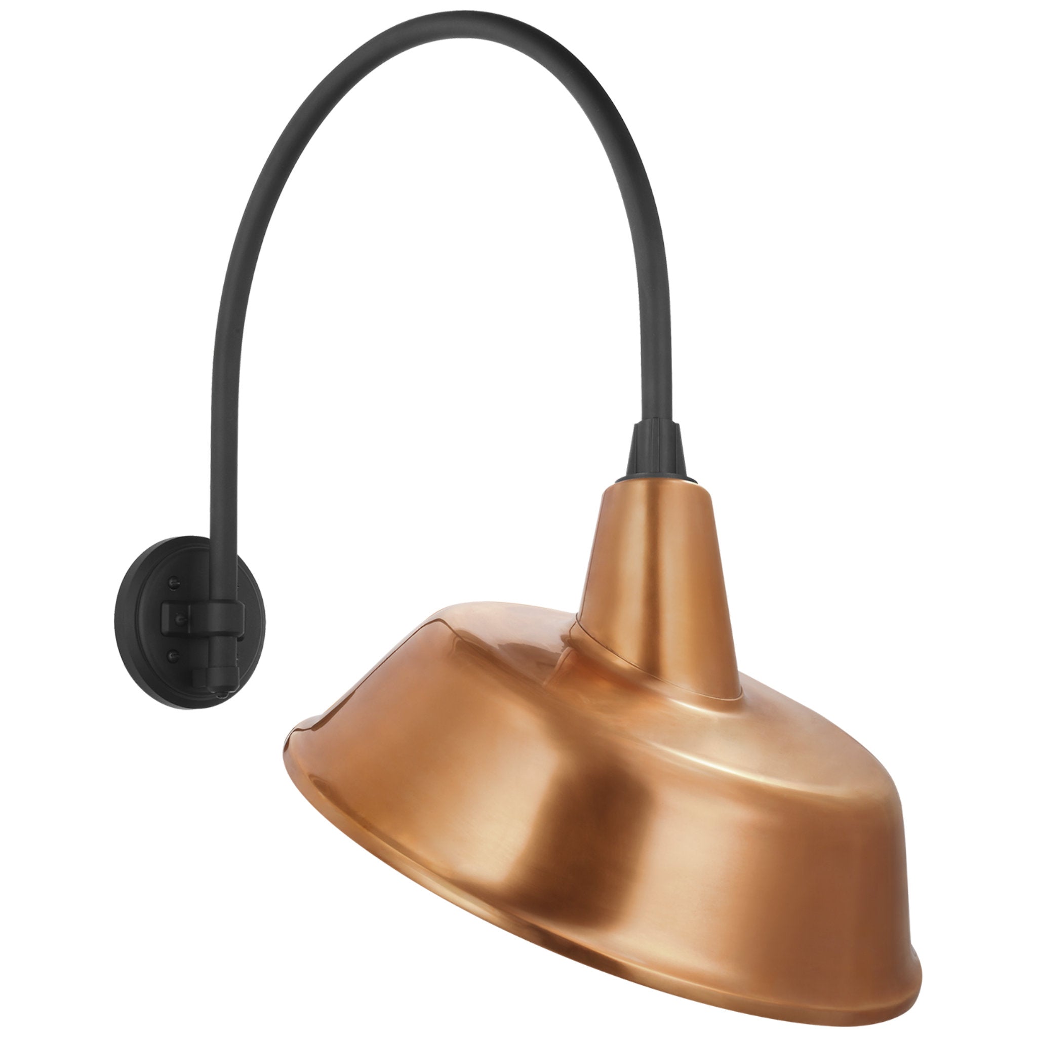 Thomas O'Brien Academy 19.5" Arched Mack Barn Light in Matte Black with 16" Soft Copper Tilted Bowers Shade Outdoor Lighting W16" x H26"