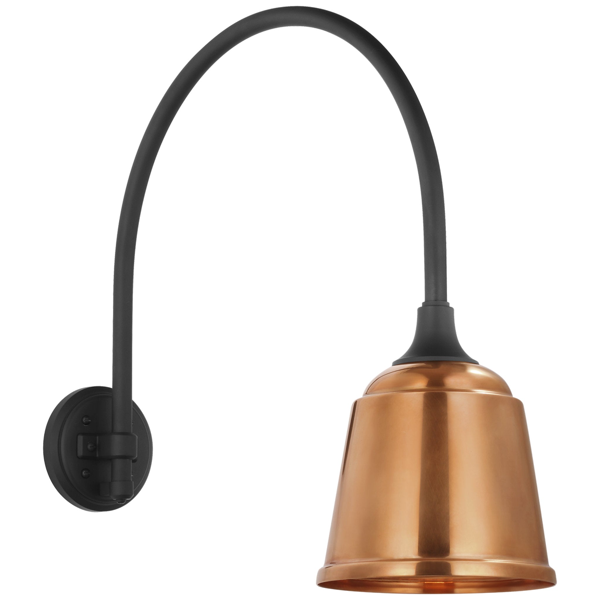 Thomas O'Brien Academy 19.5" Arched Mack Barn Light in Matte Black with 8" Soft Copper Rockhouse Shade Outdoor Lighting W8" x H21"