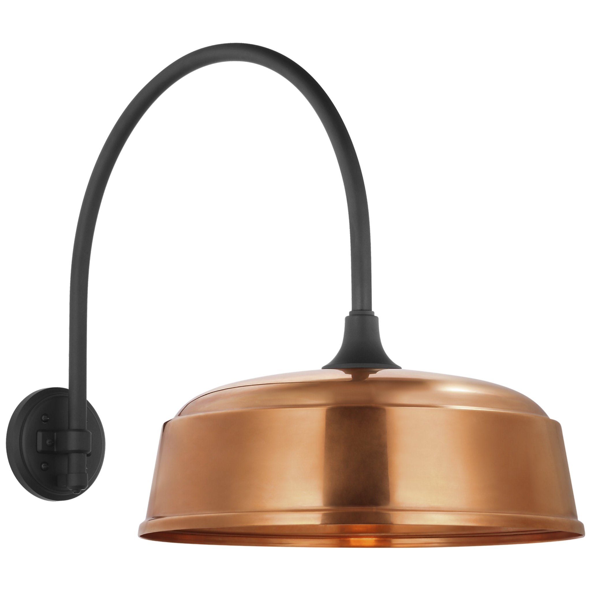 Thomas O'Brien Academy 19.5" Arched Mack Barn Light in Matte Black with 16" Soft Copper Rockhouse Shade Outdoor Lighting W16" x H19.5"