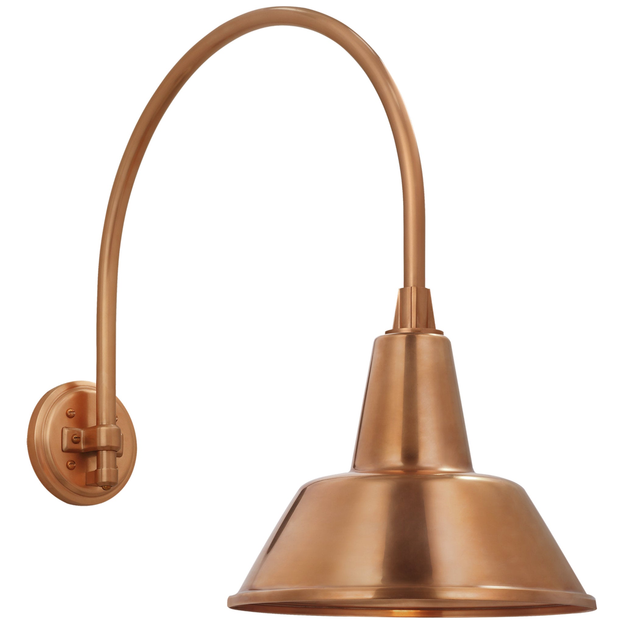 Thomas O'Brien Academy 19.5" Arched Mack Barn Light in Soft Copper with 12.5" Bowers Shade Outdoor Lighting W12.5" x H22"