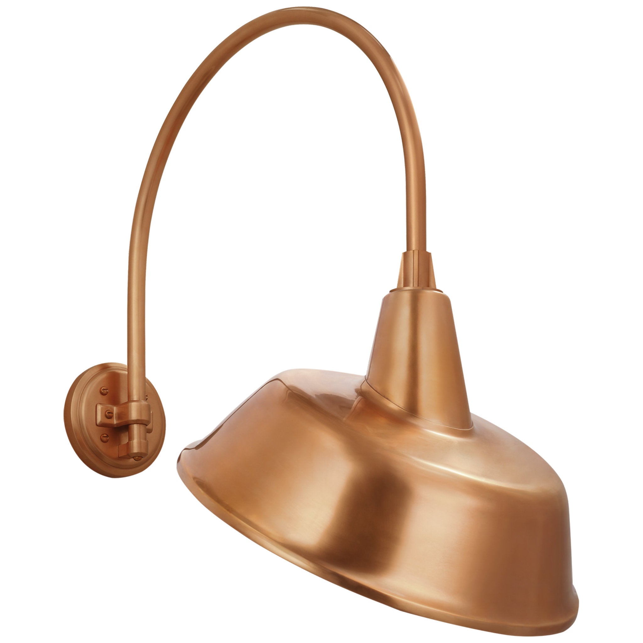Thomas O'Brien Academy 19.5" Arched Mack Barn Light in Soft Copper with 16" Tilted Bowers Shade Outdoor Lighting W16" x H26"