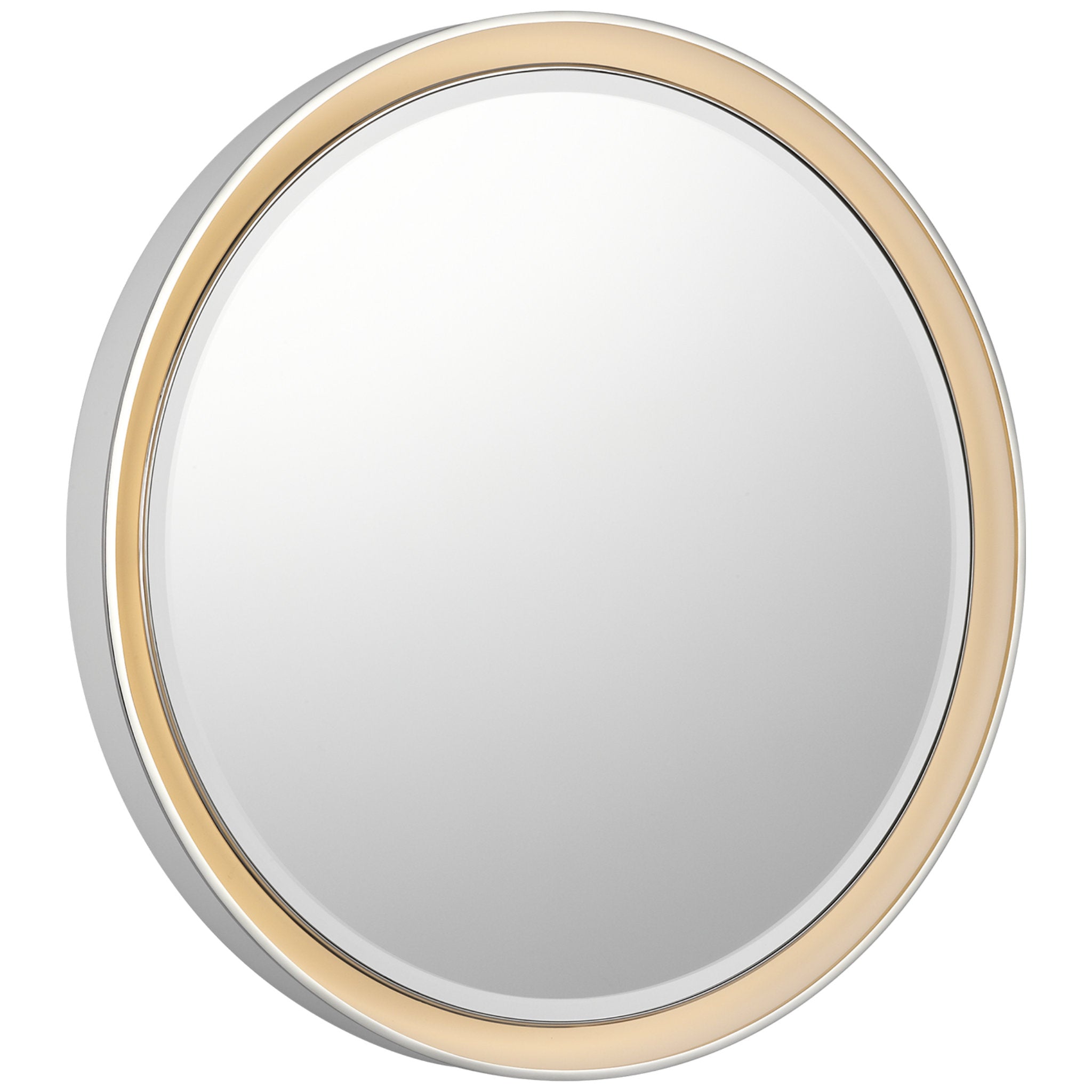 Thomas O'Brien Tricia 30" Illuminated Round Mirror in Matte White and Polished Nickel Wall Light W30" x H30"
