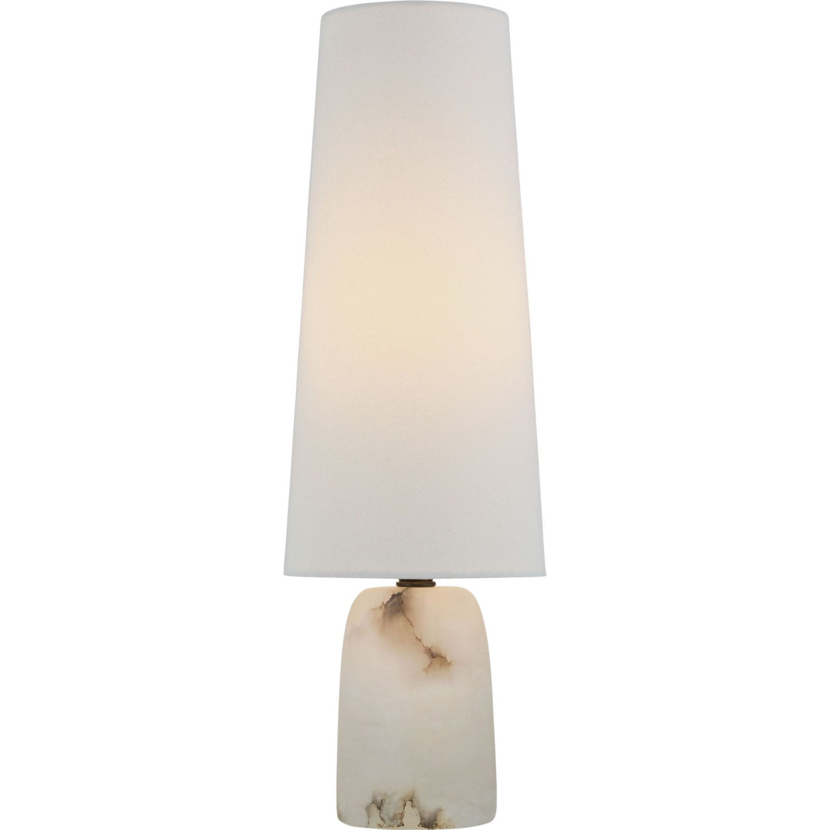 Thomas O'Brien Jinny Medium Table Lamp in Alabaster with Linen Shade W5.5" x H17.5"