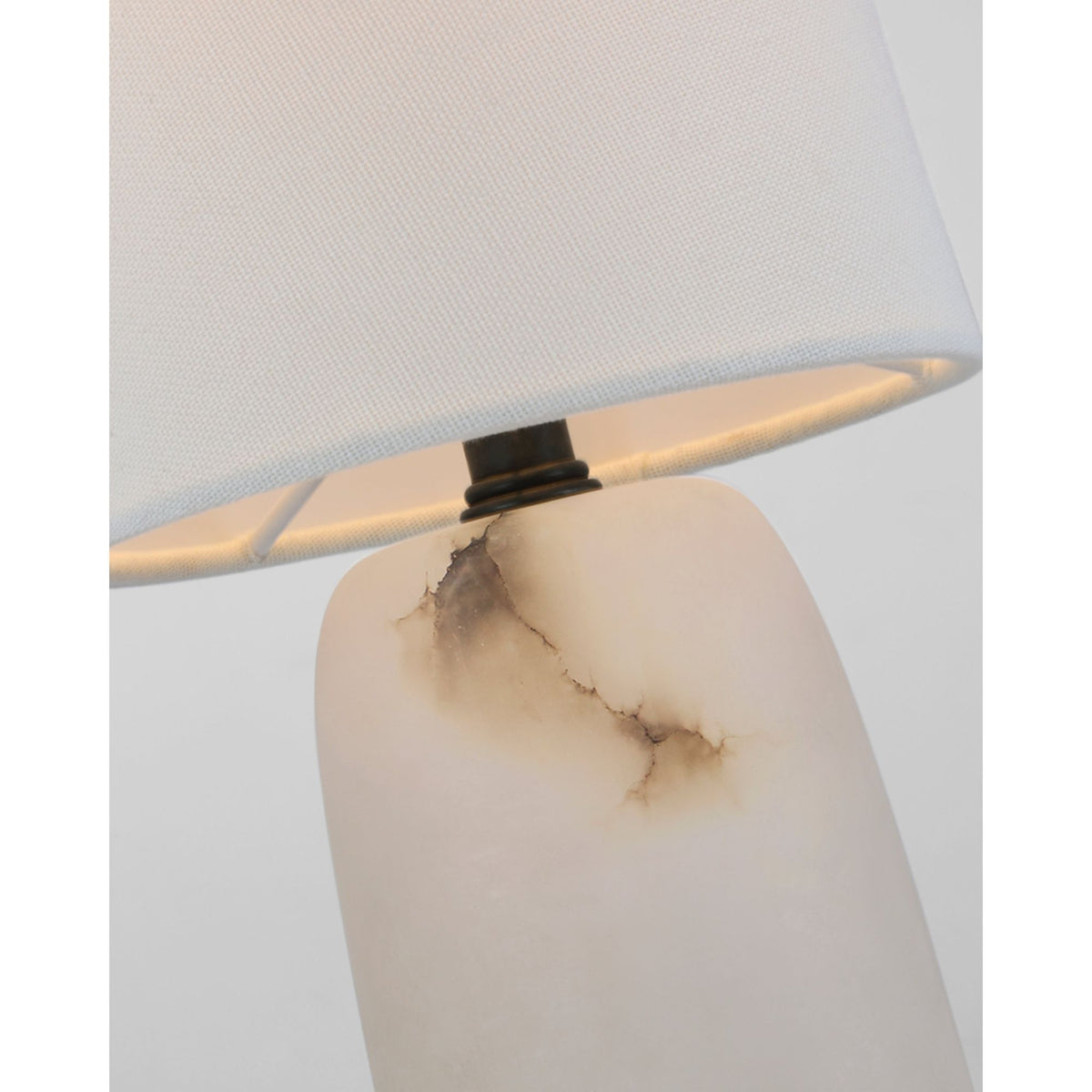 Thomas O'Brien Jinny Medium Table Lamp in Alabaster with Linen Shade W5.5" x H17.5"