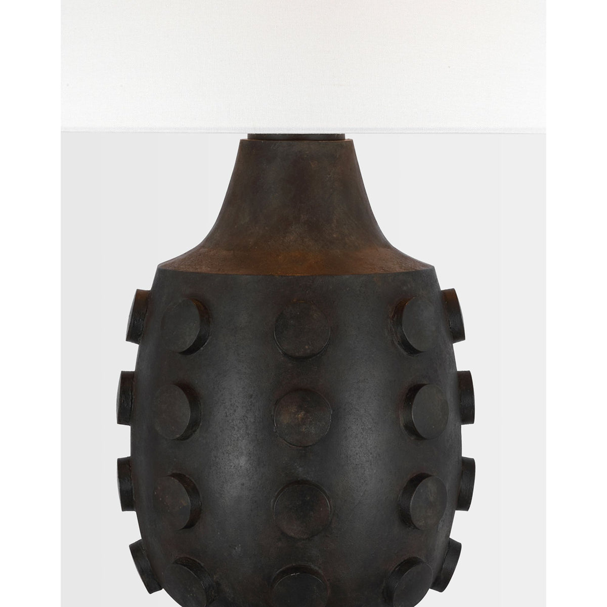 Thomas O'Brien Orly Large Table Lamp in Garden Bronze with Linen Shade W18" x H31.5"