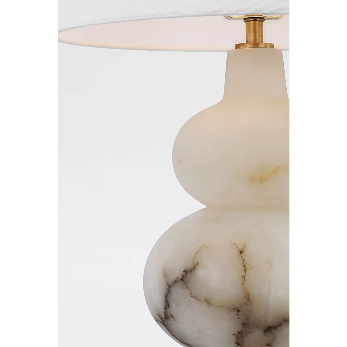 Thomas O'Brien Ciccio Large Table Lamp in Alabaster with Linen Shade W15" x H23"