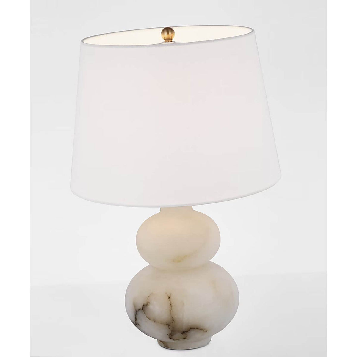 Thomas O'Brien Ciccio Large Table Lamp in Alabaster with Linen Shade W15" x H23"